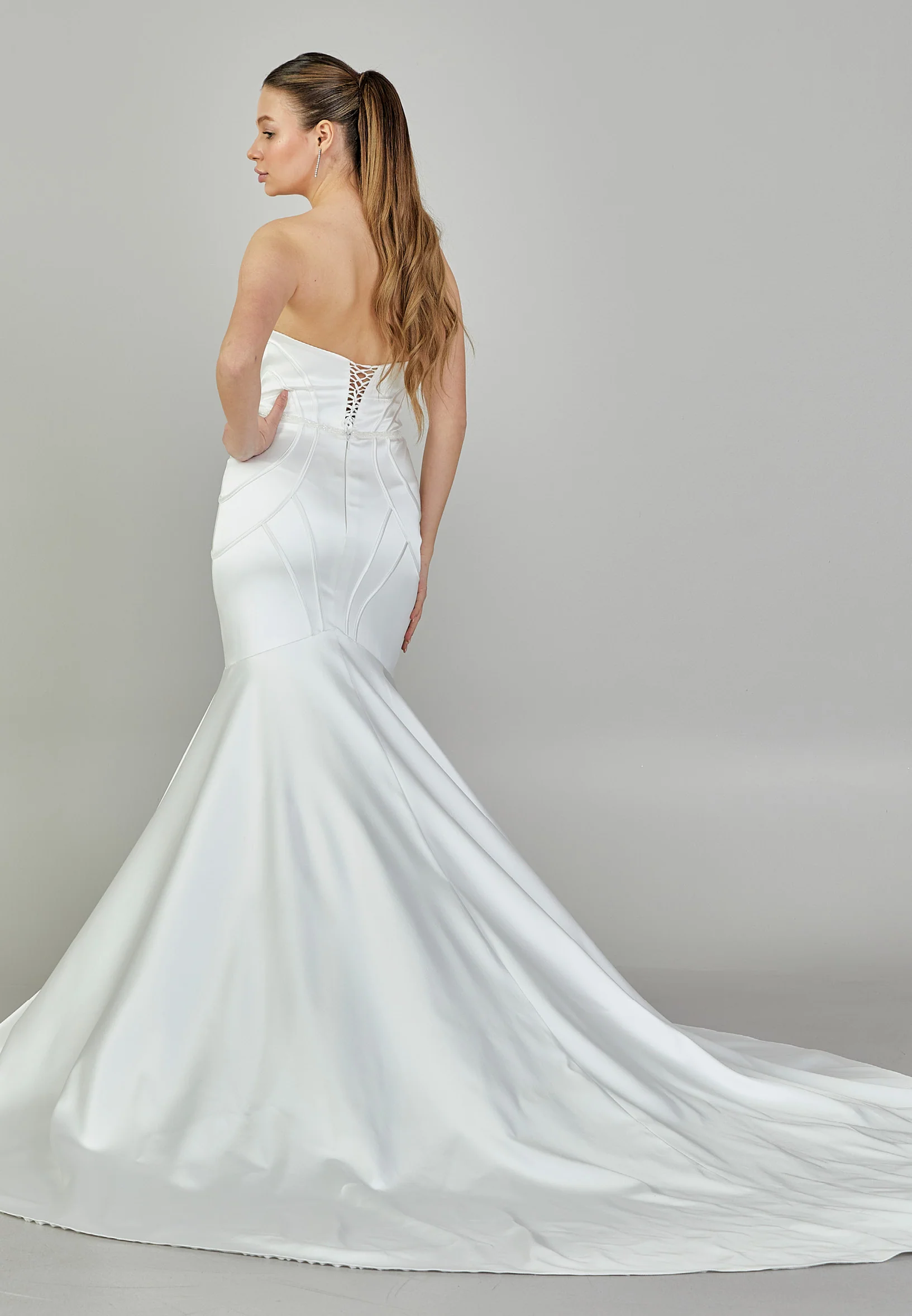 Strapless Maxi Satin Regular Wedding Dress rlb1801 - Image 5