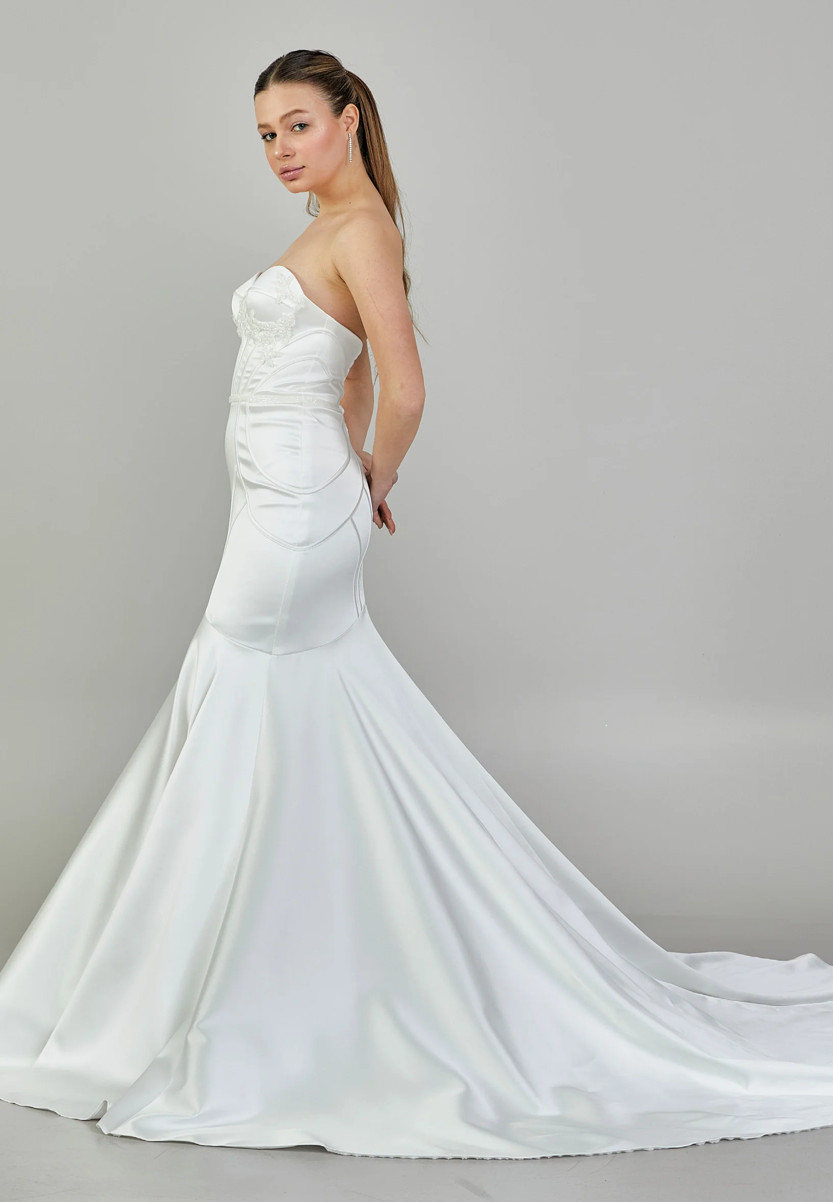 Strapless Maxi Satin Regular Wedding Dress rlb1801 - Image 6