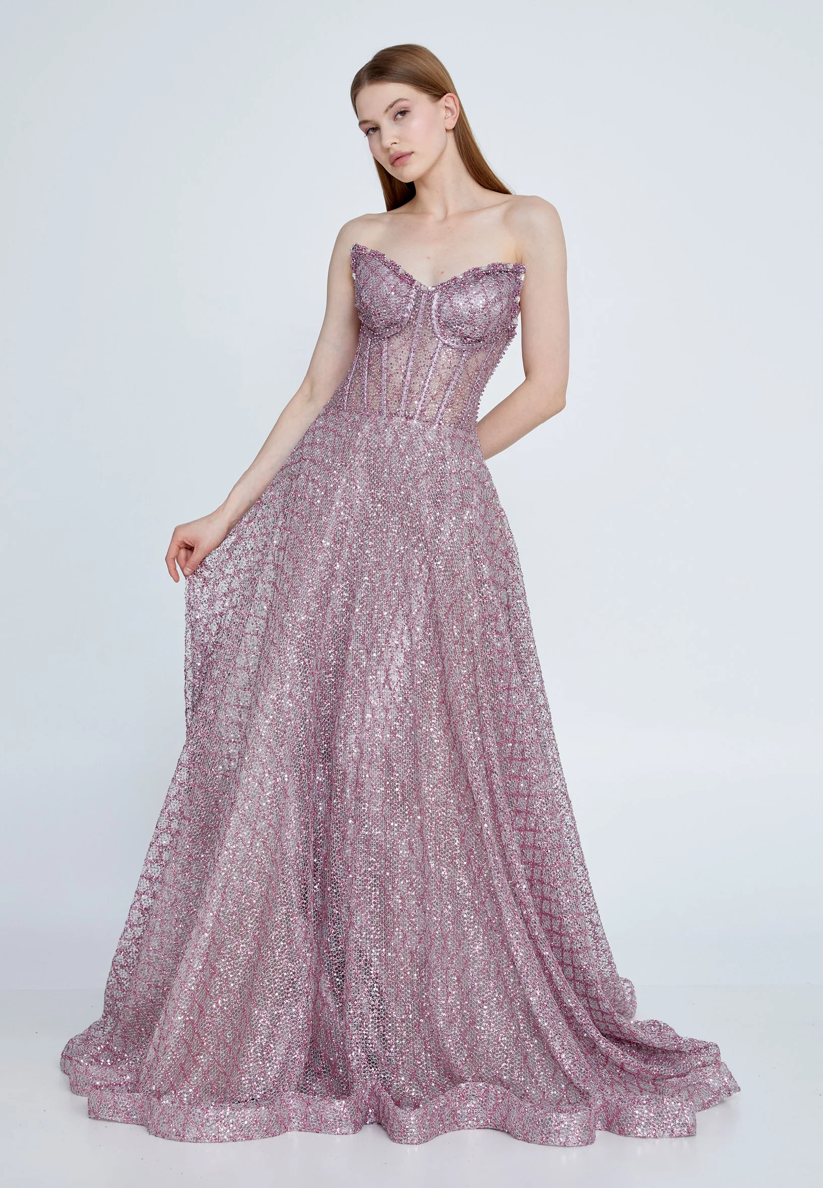 Strapless Maxi Sequin A - Line Regular Prom Dress aln1651