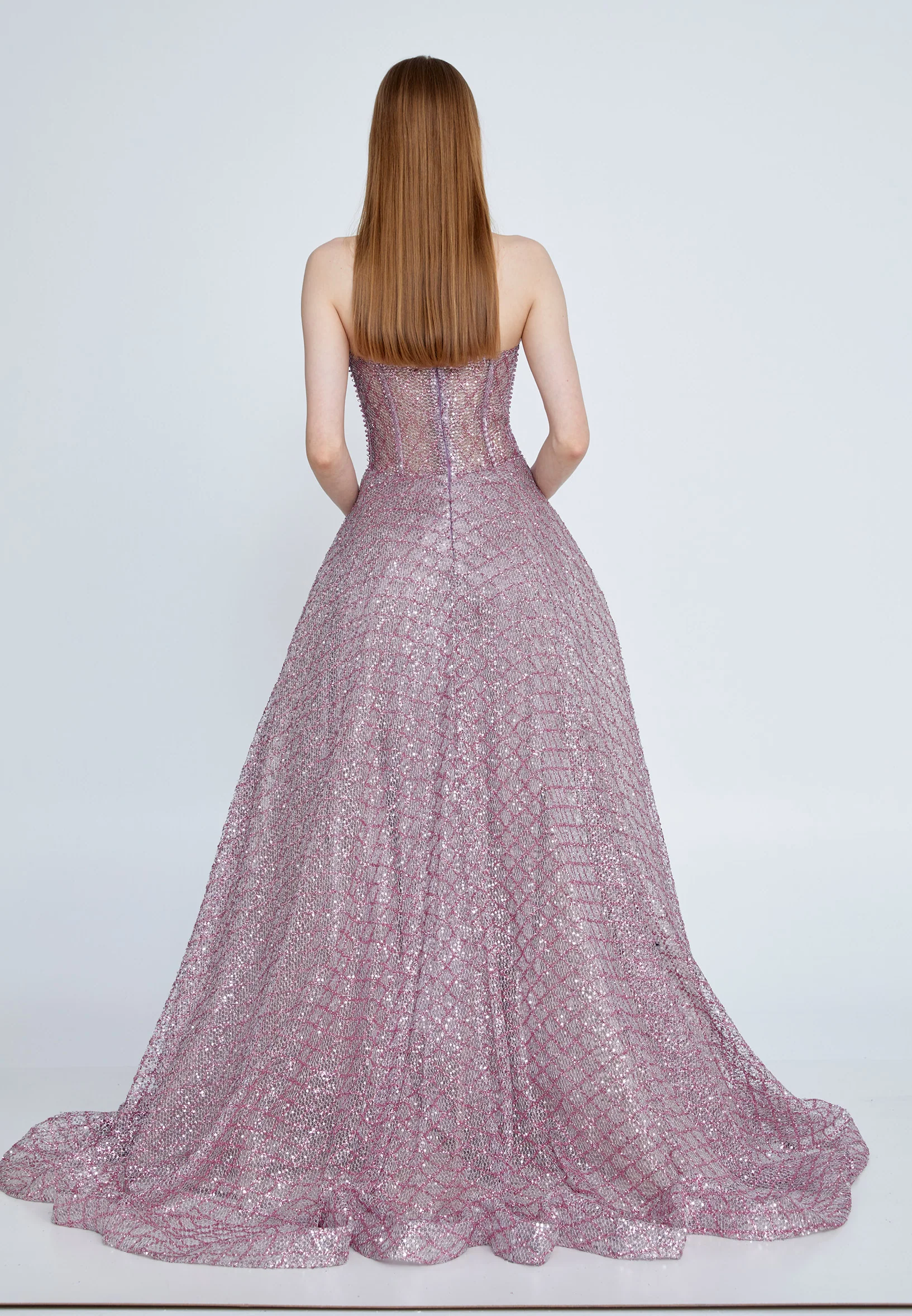Strapless Maxi Sequin A - Line Regular Prom Dress aln1651 - Image 2