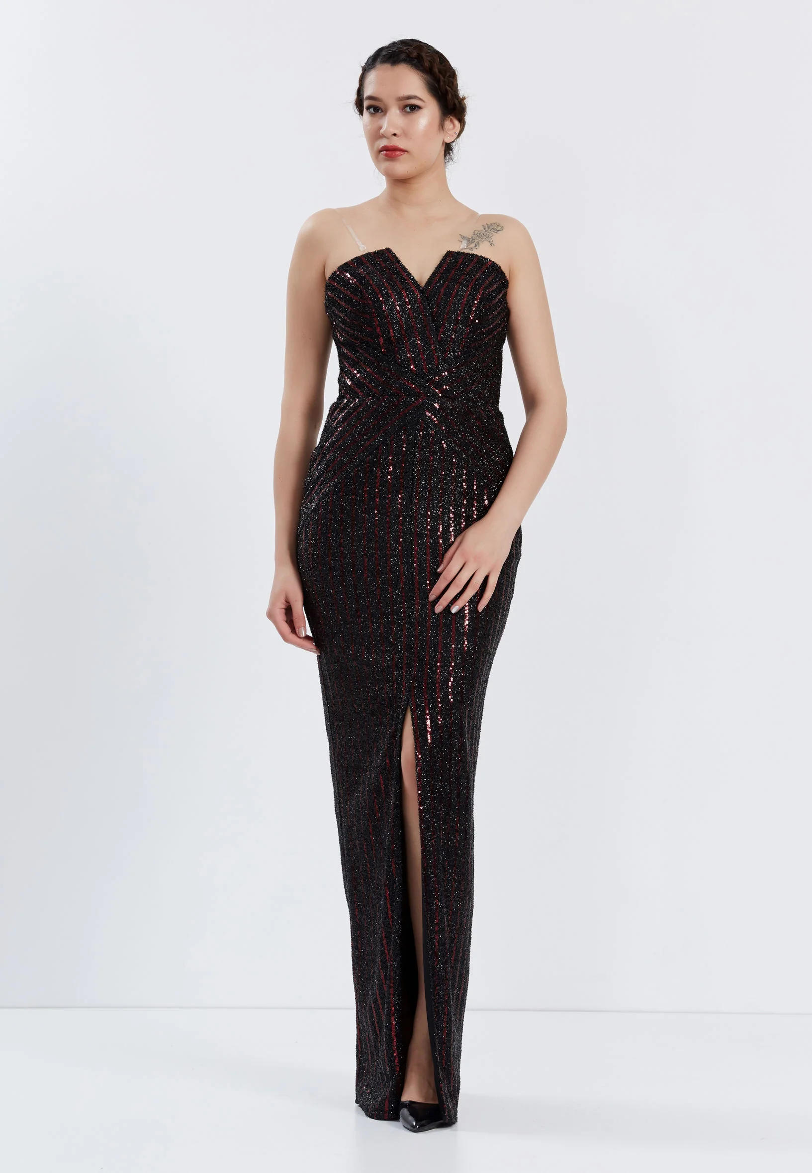 Strapless Maxi Sequin Column Regular Prom Dress stn4814-1