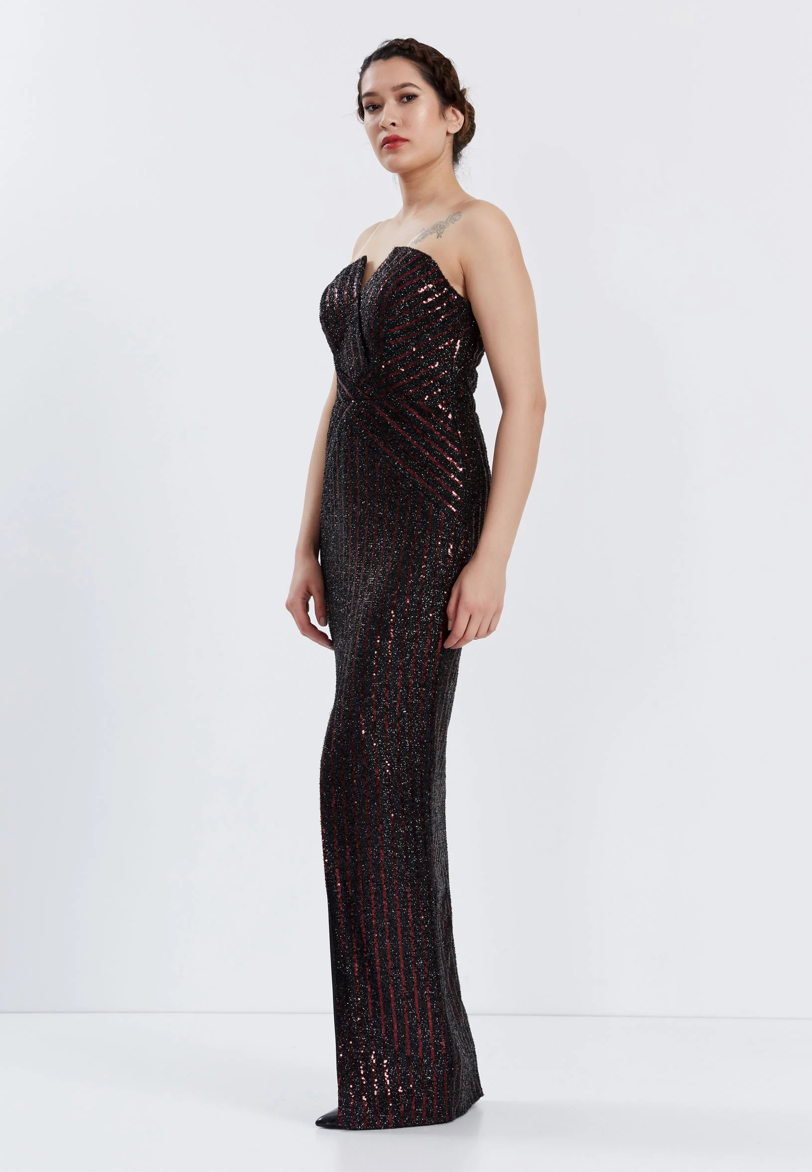 Strapless Maxi Sequin Column Regular Prom Dress stn4814-1 - Image 3