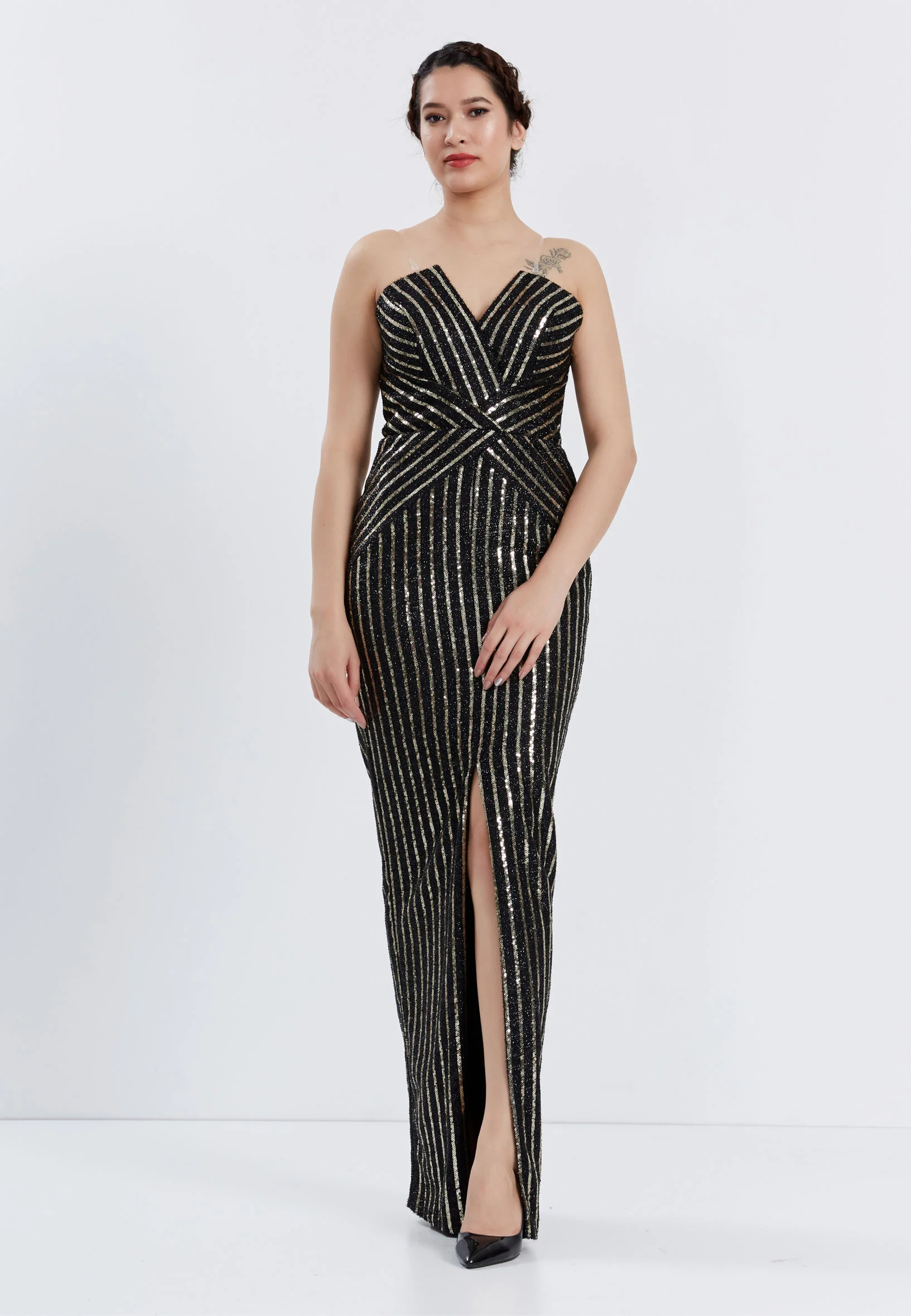 Strapless Maxi Sequin Column Regular Prom Dress stn4814-1 - Image 5