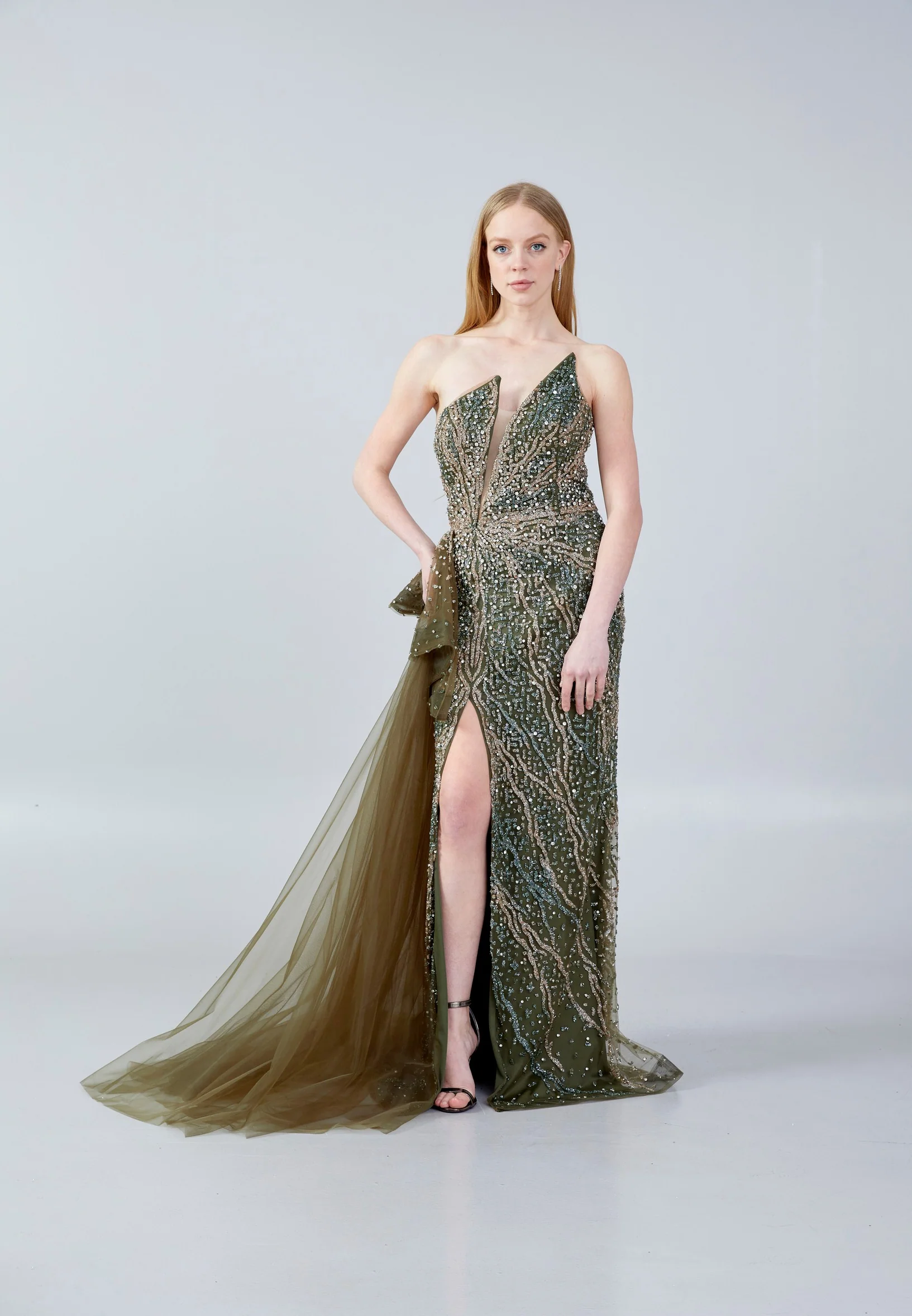 Strapless Maxi Sequin Column Regular Wedding Guest Dress aln1629 - Image 15