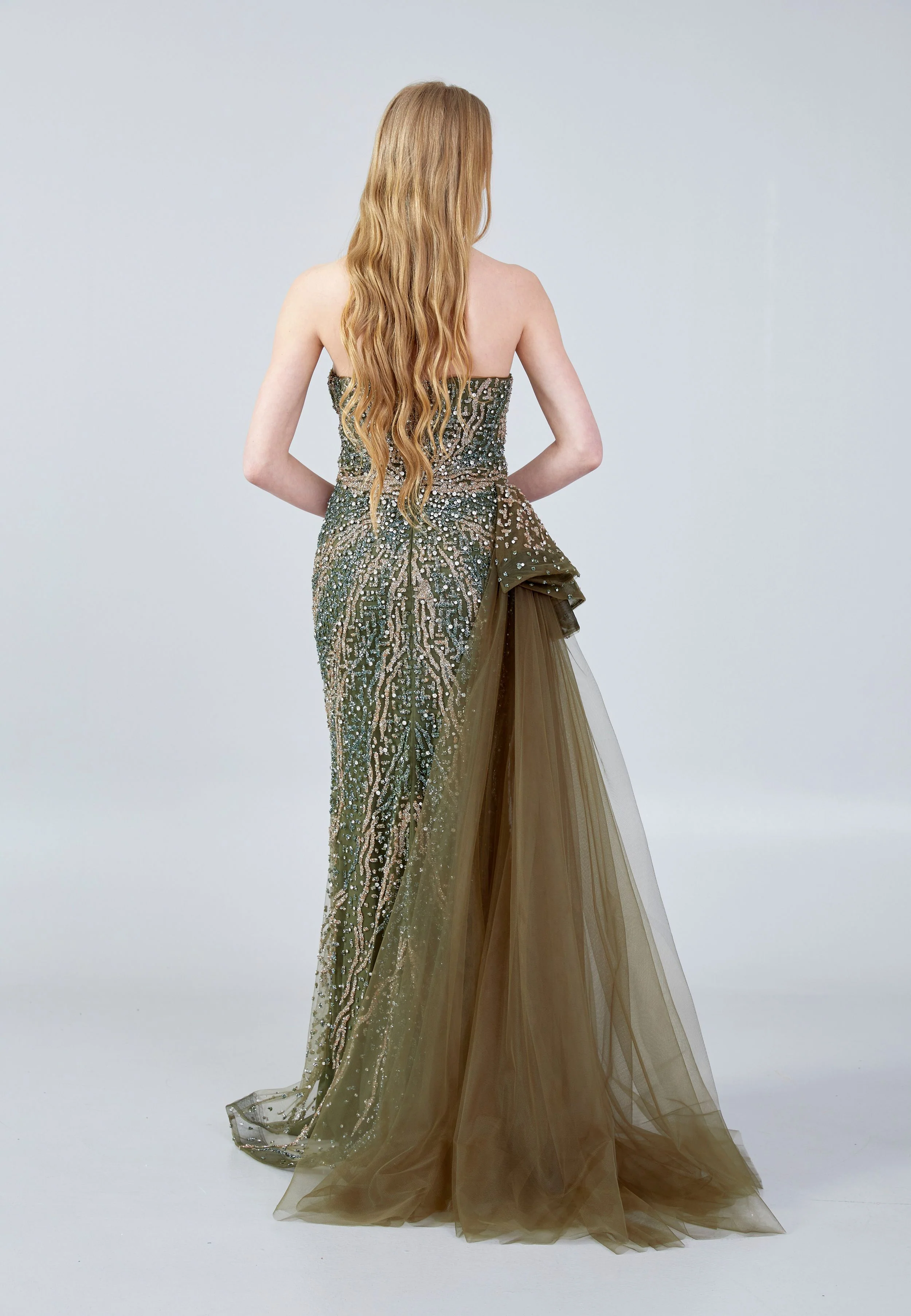Strapless Maxi Sequin Column Regular Wedding Guest Dress aln1629 - Image 16