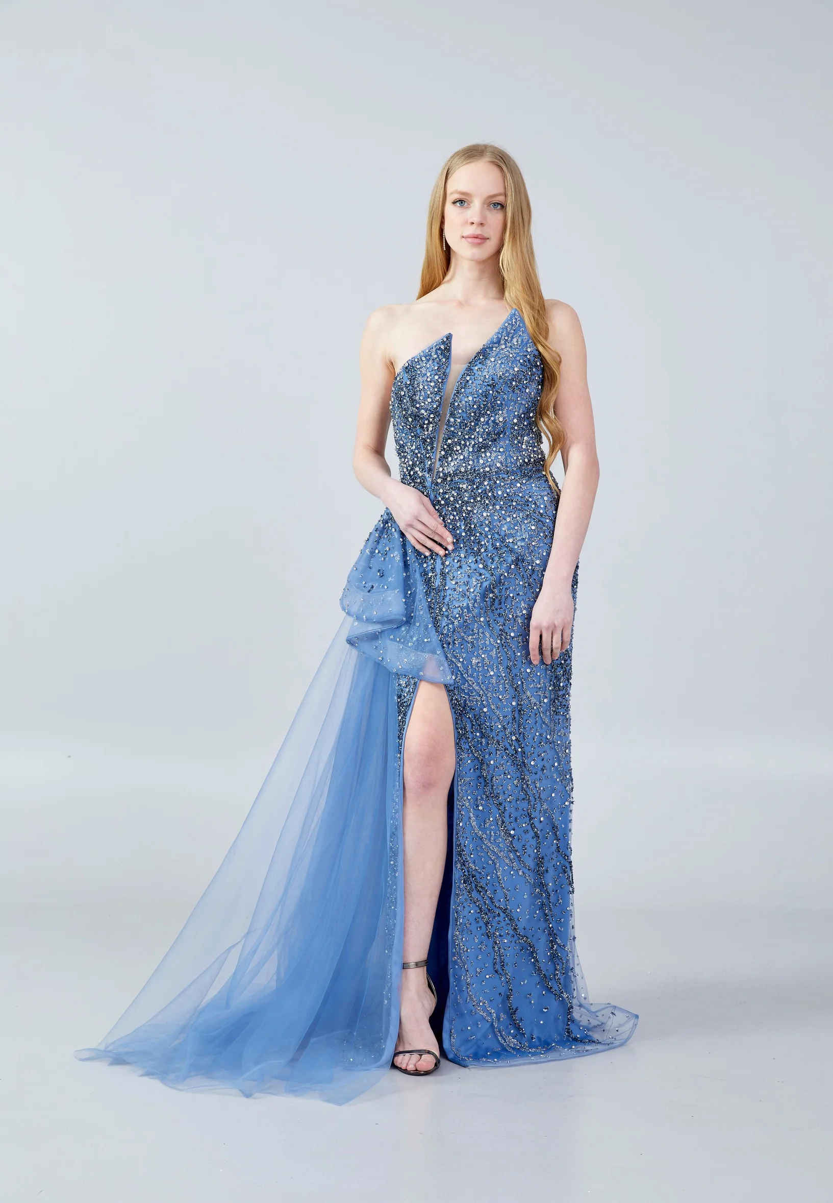 Strapless Maxi Sequin Column Regular Wedding Guest Dress aln1629 - Image 19