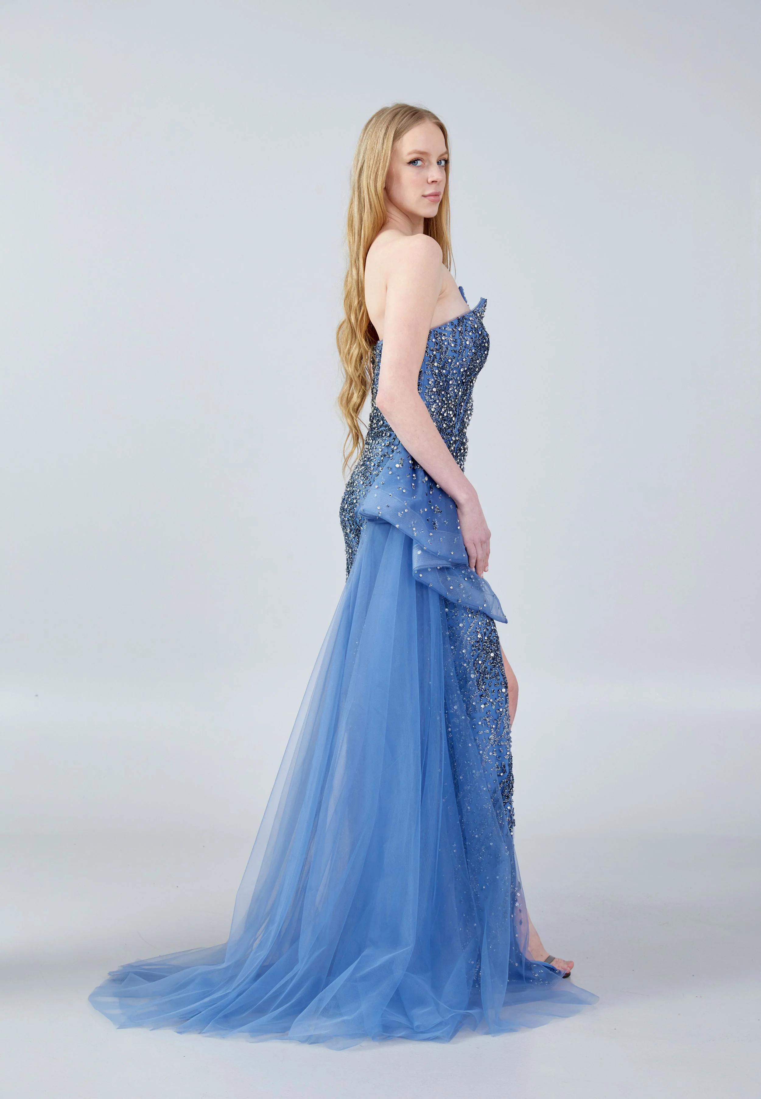 Strapless Maxi Sequin Column Regular Wedding Guest Dress aln1629 - Image 21