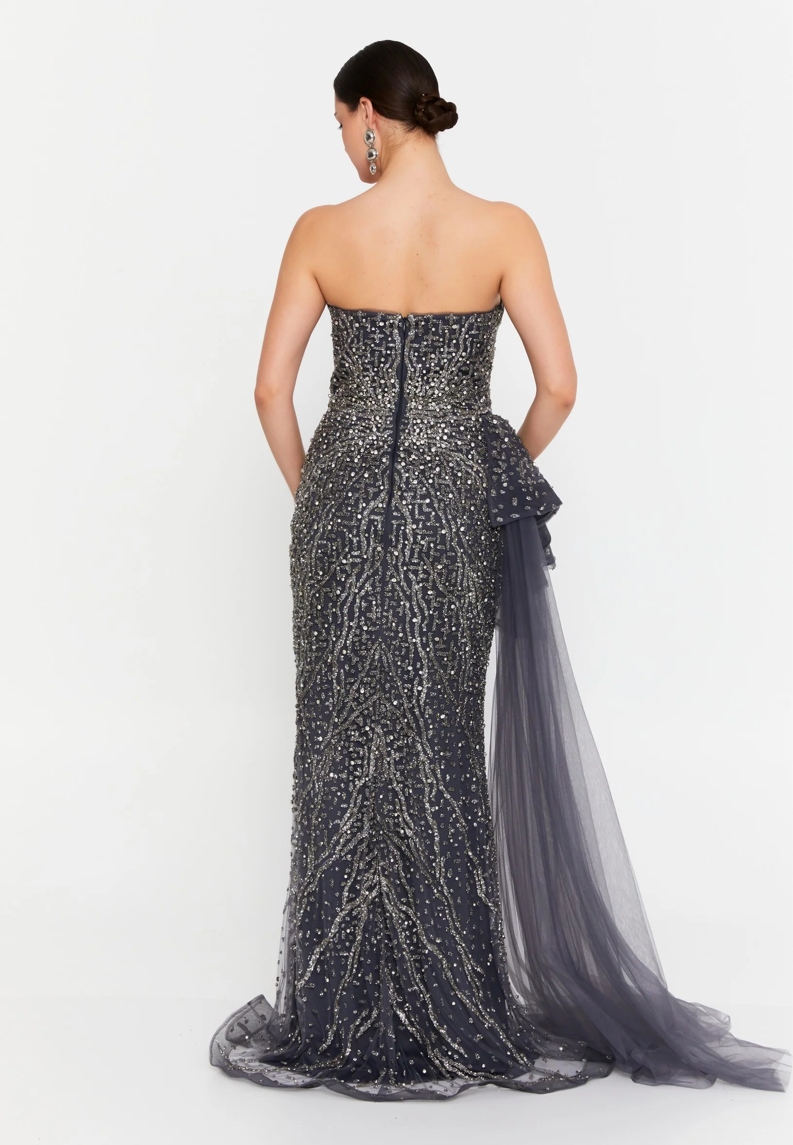 Strapless Maxi Sequin Column Regular Wedding Guest Dress aln1629 - Image 3