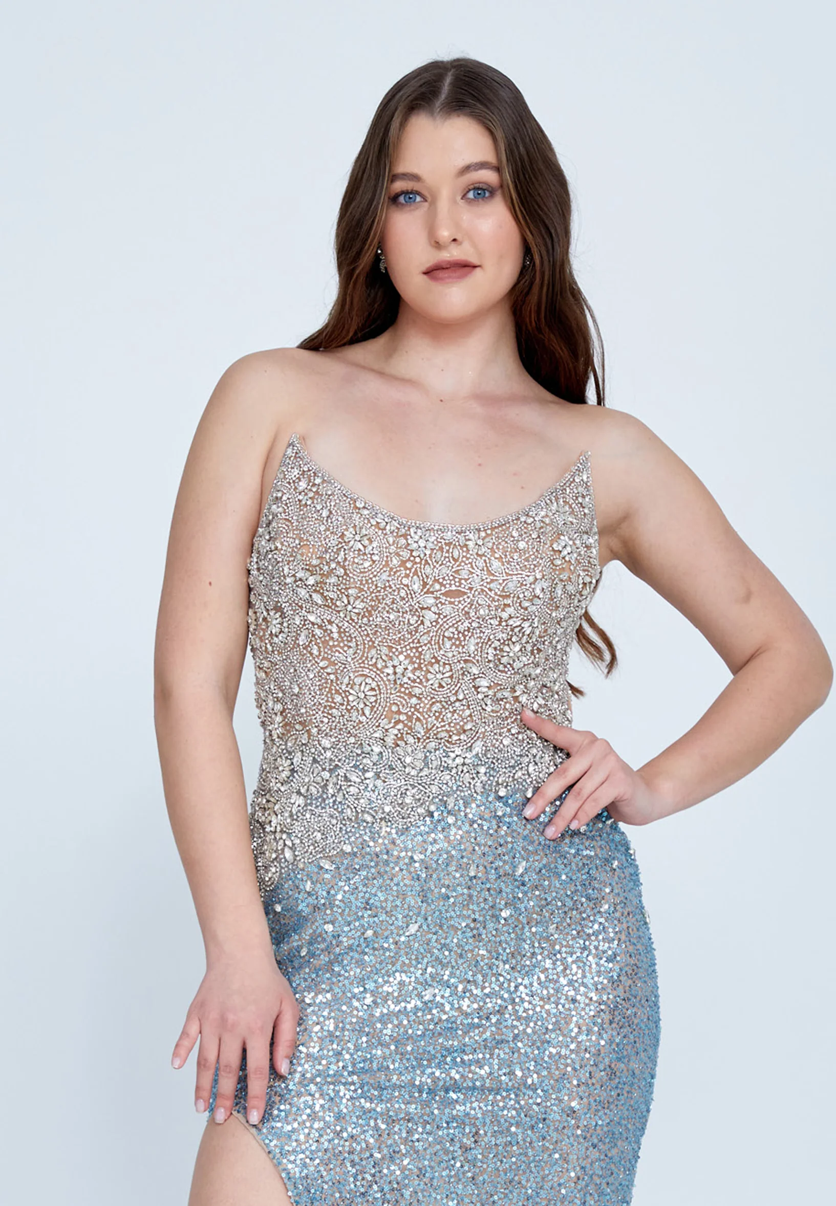 Strapless Maxi Sequin Mermaid Regular Wedding Guest Dress mti0704 - Image 8