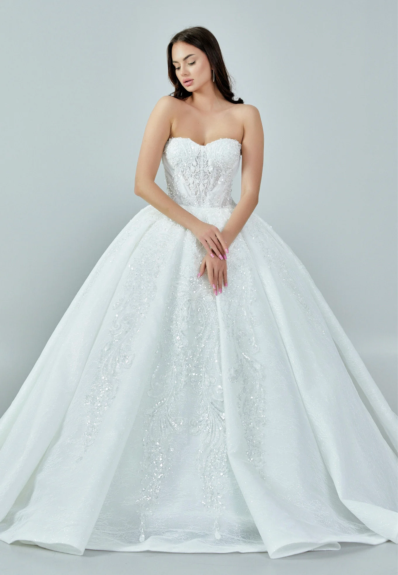 Strapless Maxi Sequin Regular Wedding Dress abb23024