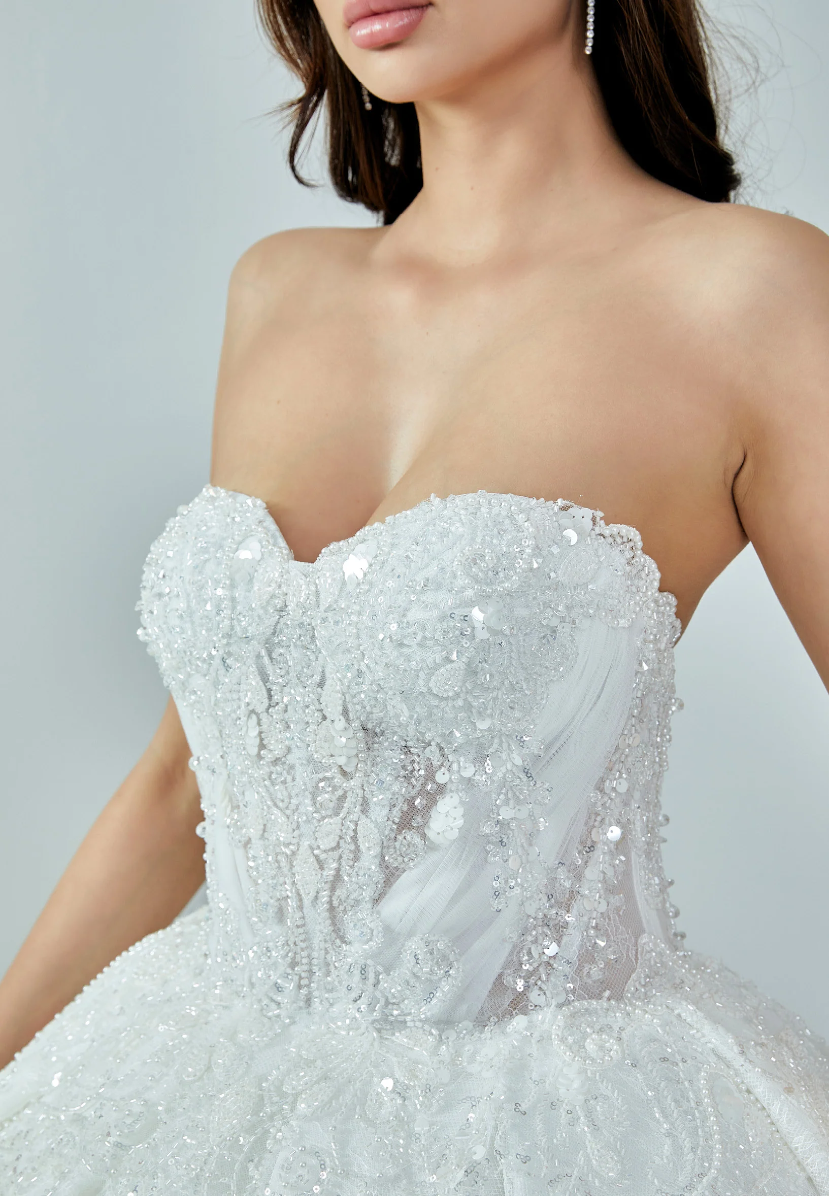 Strapless Maxi Sequin Regular Wedding Dress abb23024 - Image 4