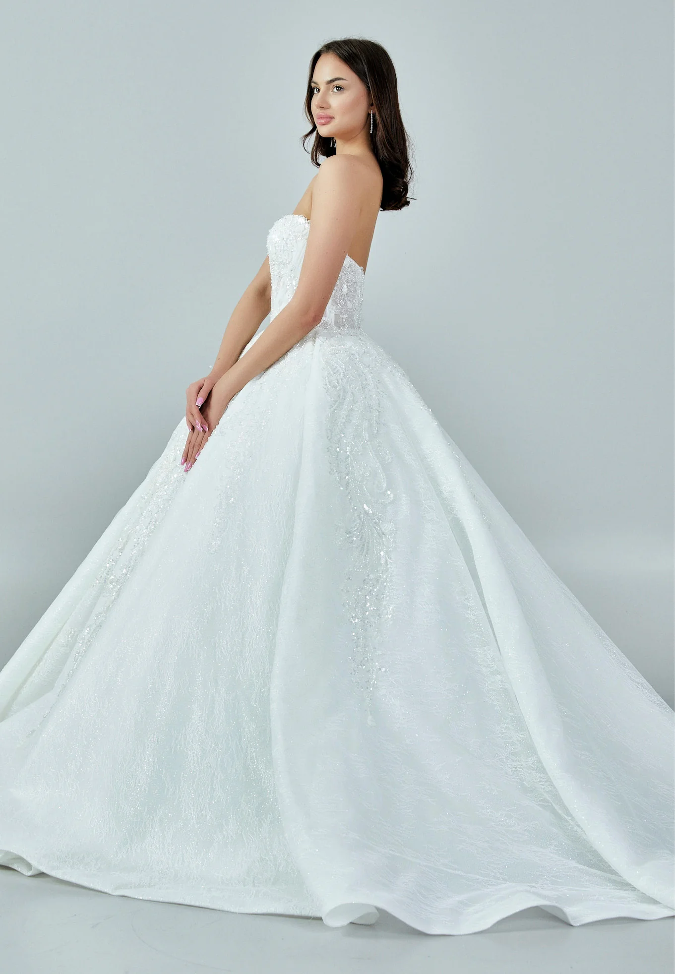 Strapless Maxi Sequin Regular Wedding Dress abb23024 - Image 6