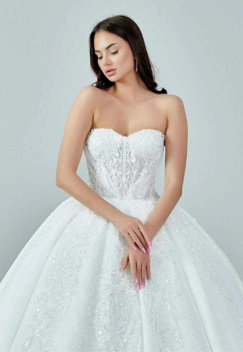 Strapless Maxi Sequin Regular Wedding Dress abb23024 - Image 7