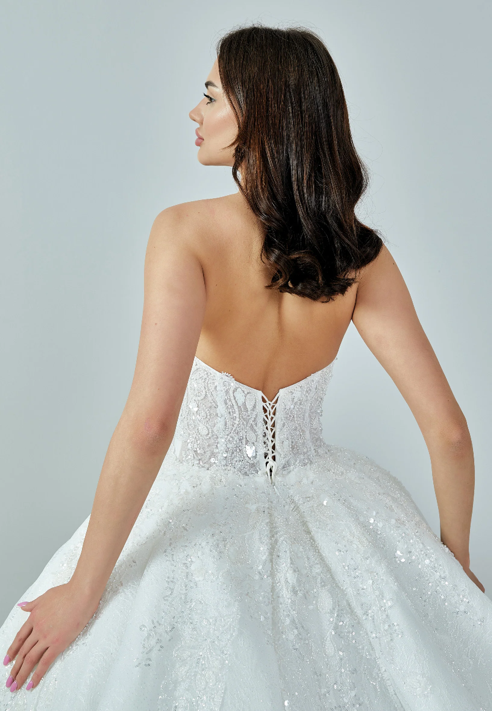 Strapless Maxi Sequin Regular Wedding Dress abb23024 - Image 8