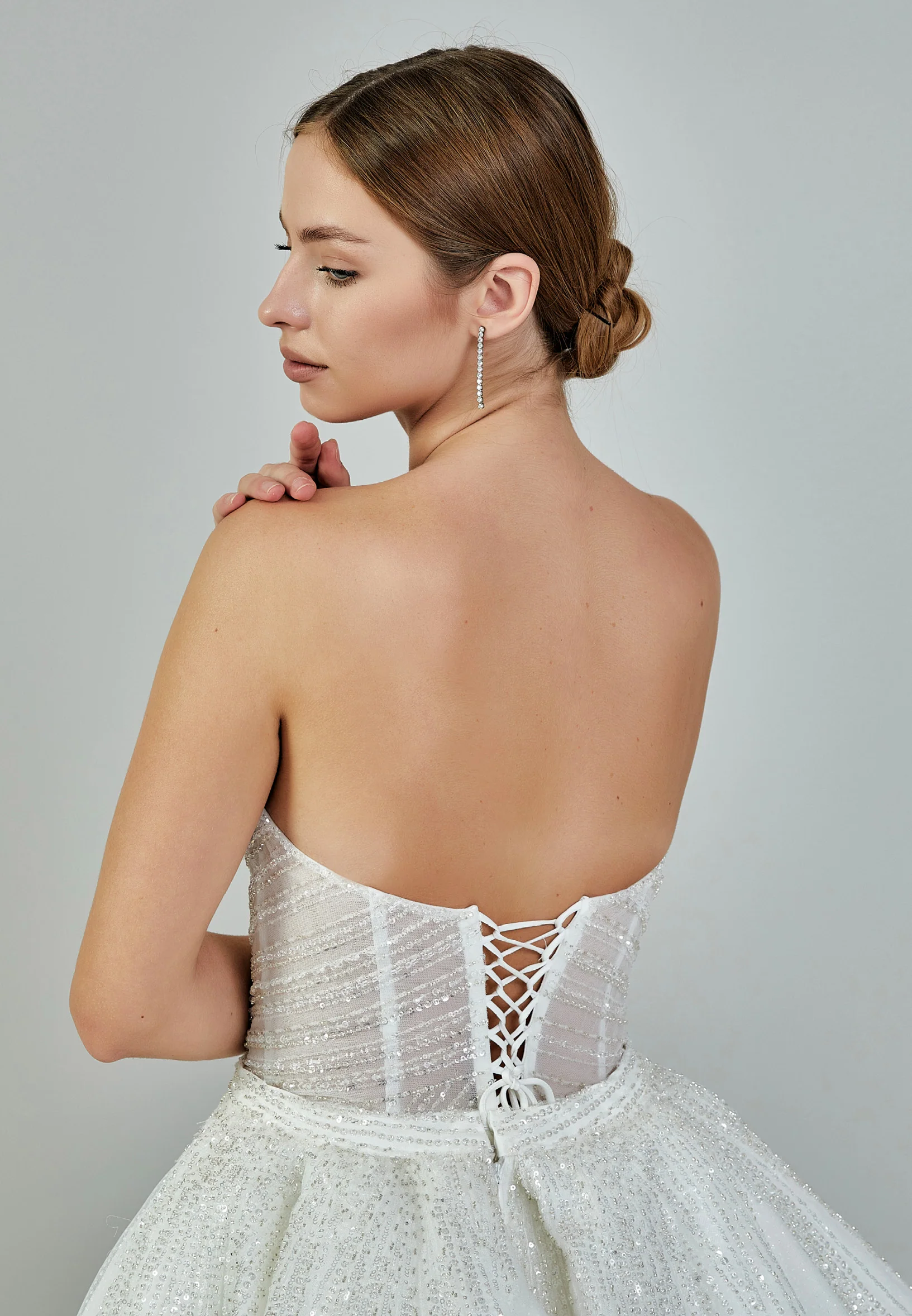 Strapless Maxi Sequin Regular Wedding Dress abb23047 - Image 10