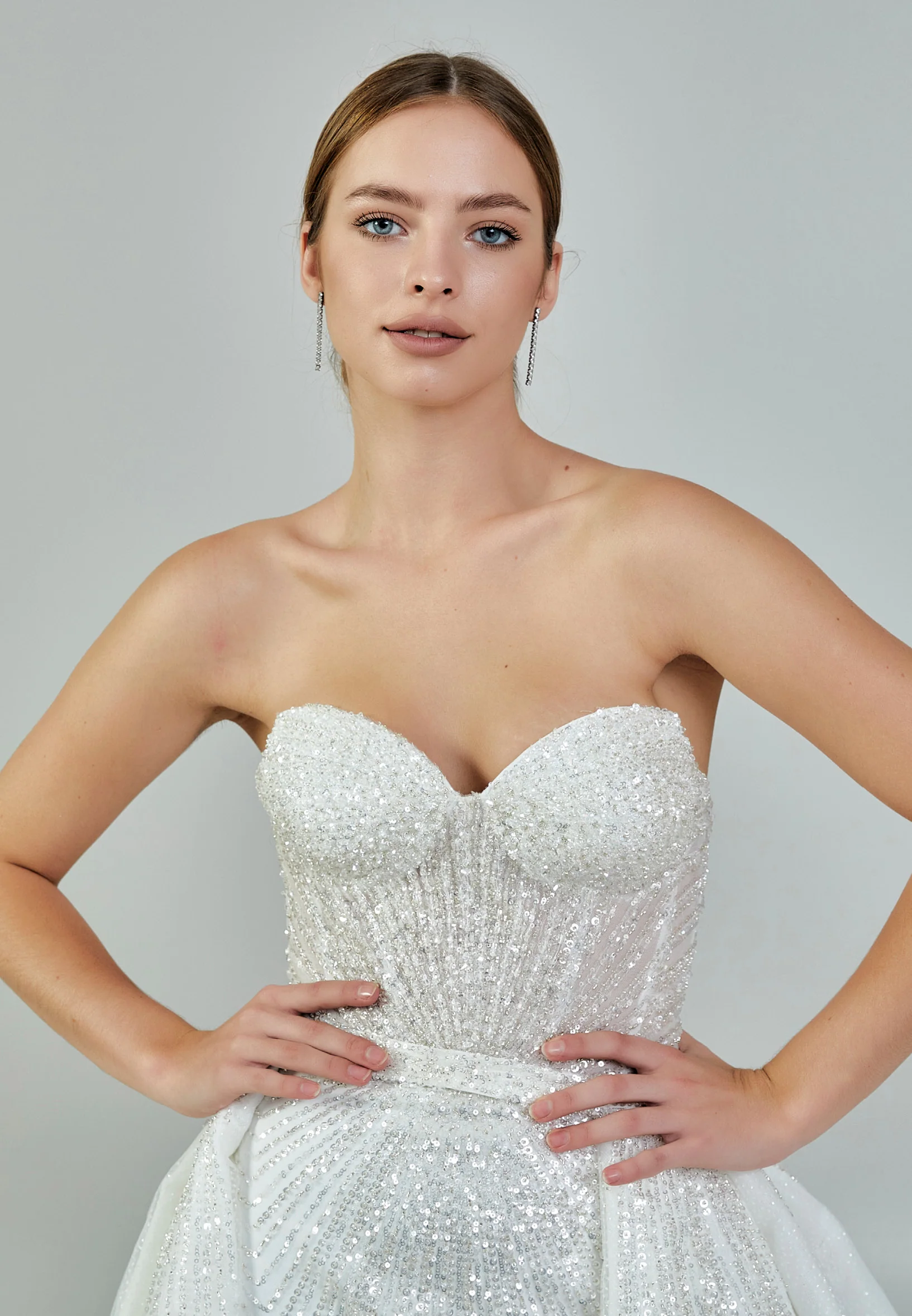 Strapless Maxi Sequin Regular Wedding Dress abb23047 - Image 2