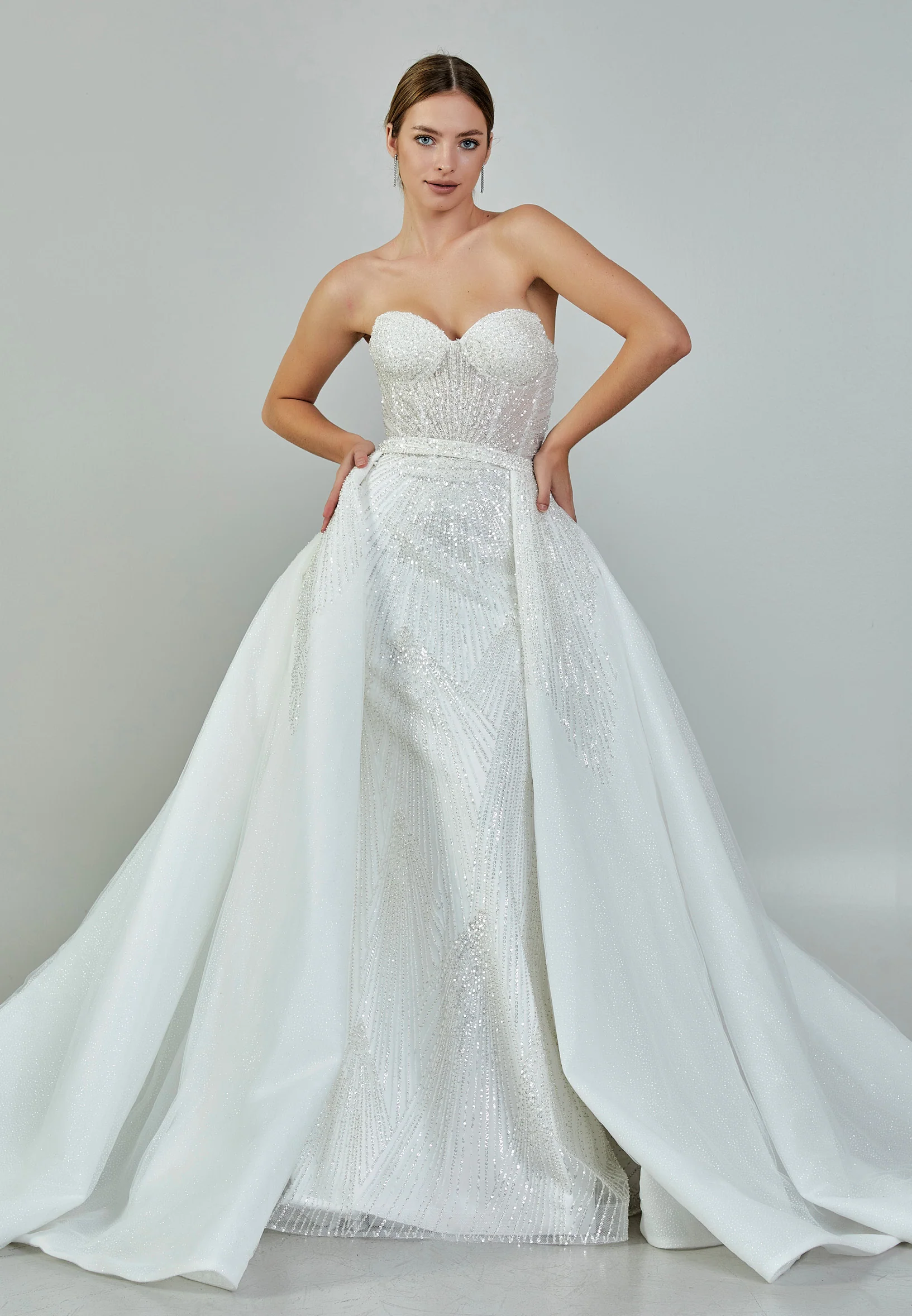 Strapless Maxi Sequin Regular Wedding Dress abb23047 - Image 6