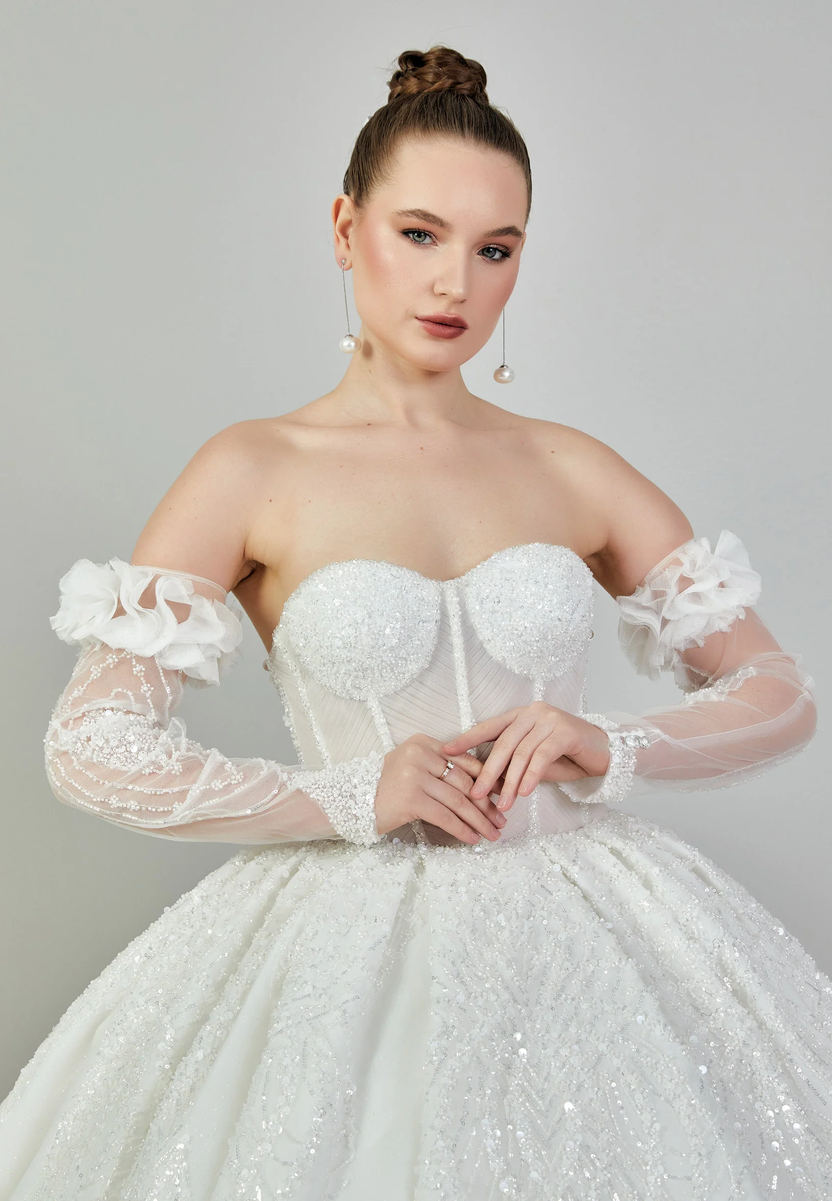 Strapless Maxi Sequin Regular Wedding Dress abb23055 - Image 3