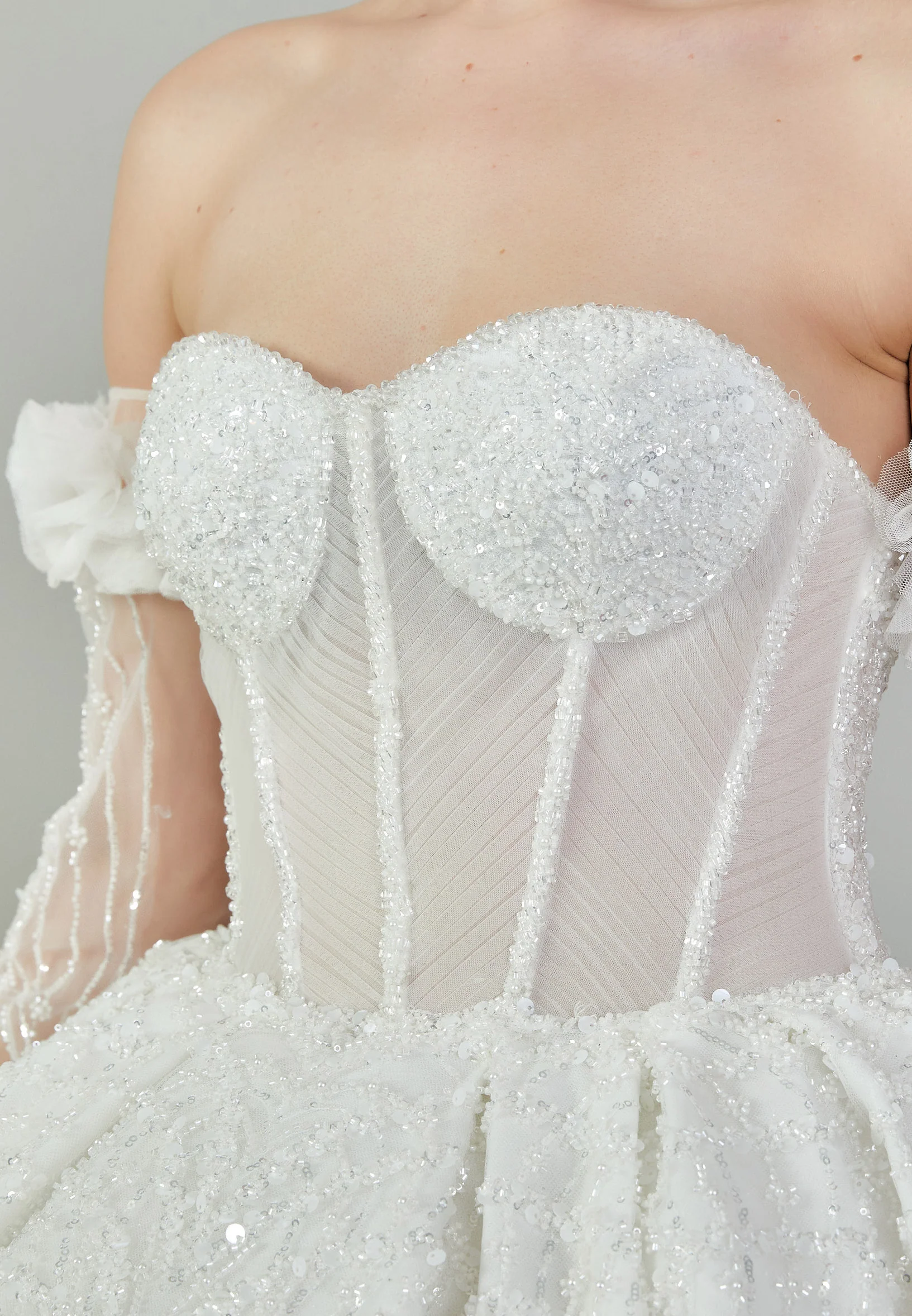 Strapless Maxi Sequin Regular Wedding Dress abb23055 - Image 4