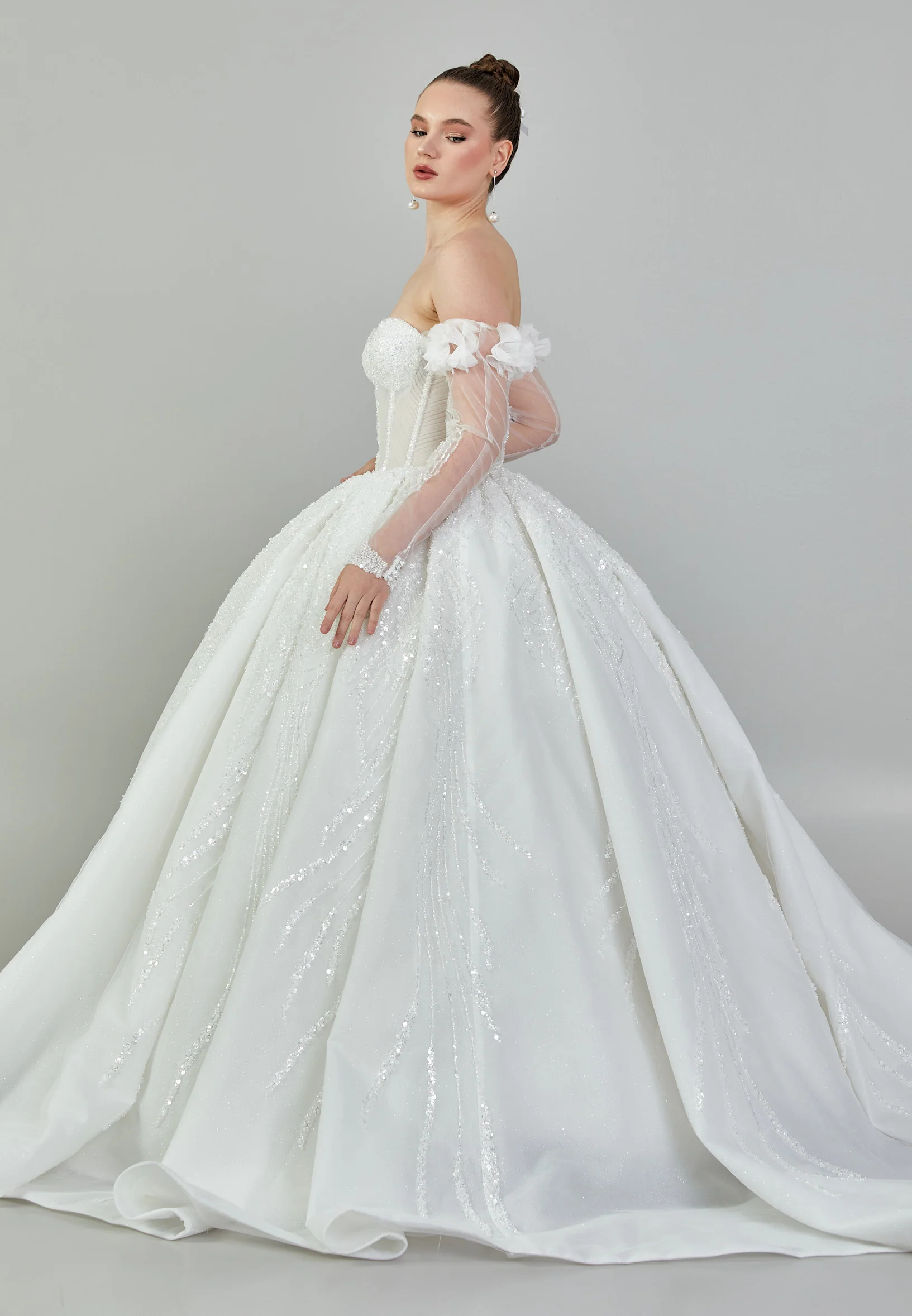 Strapless Maxi Sequin Regular Wedding Dress abb23055 - Image 6