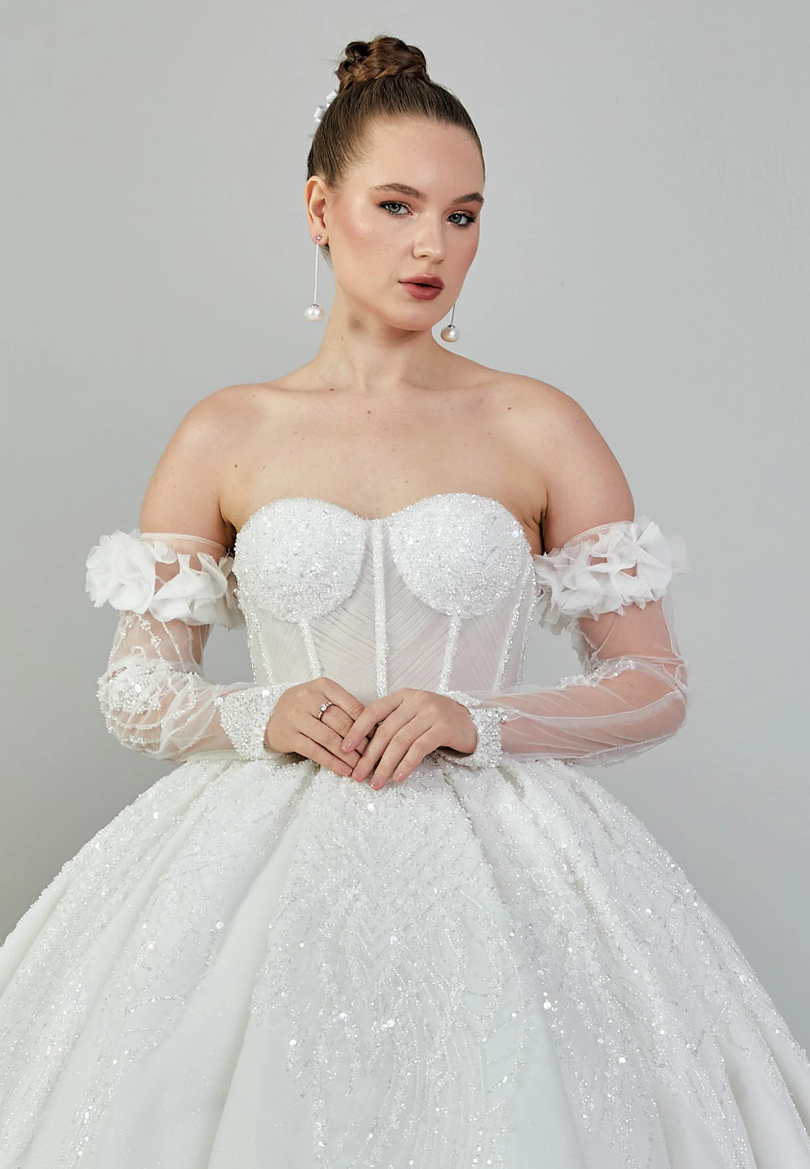 Strapless Maxi Sequin Regular Wedding Dress abb23055 - Image 7