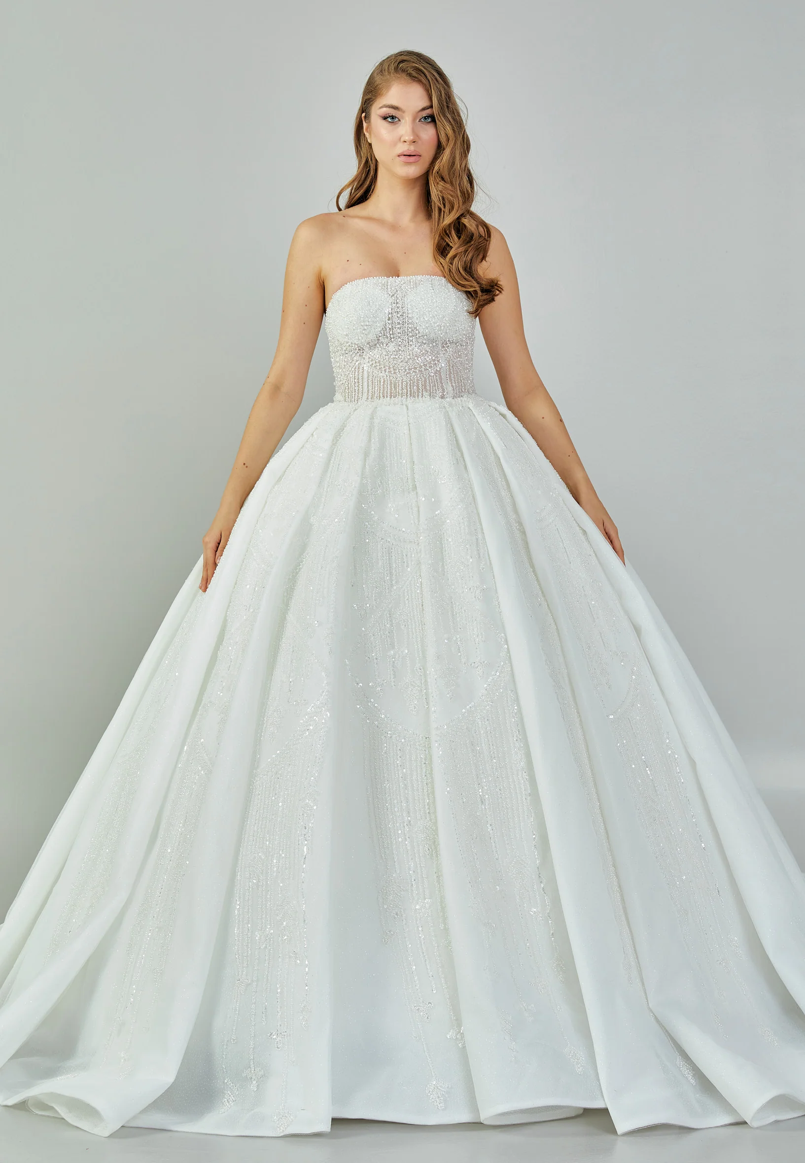 Strapless Maxi Sequin Regular Wedding Dress abb23058