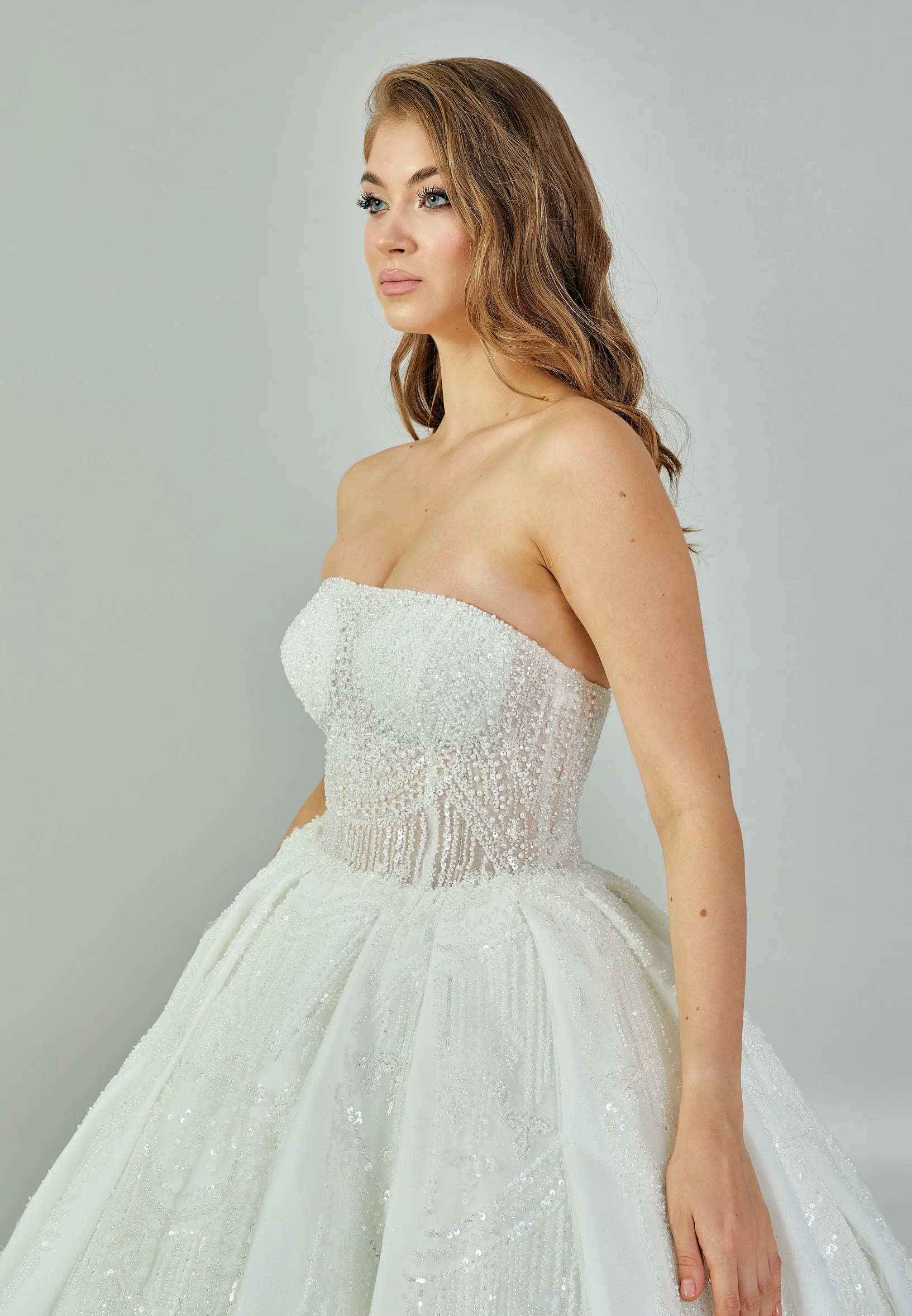 Strapless Maxi Sequin Regular Wedding Dress abb23058 - Image 2