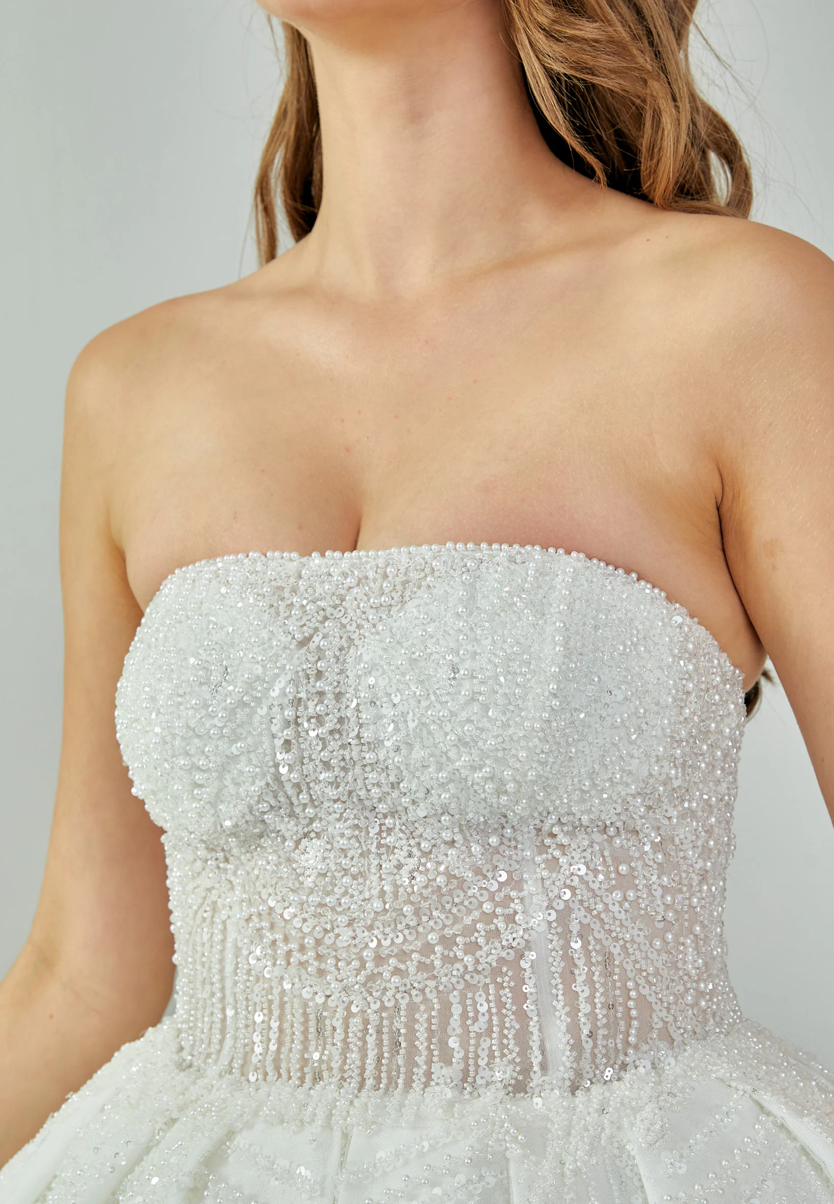 Strapless Maxi Sequin Regular Wedding Dress abb23058 - Image 4