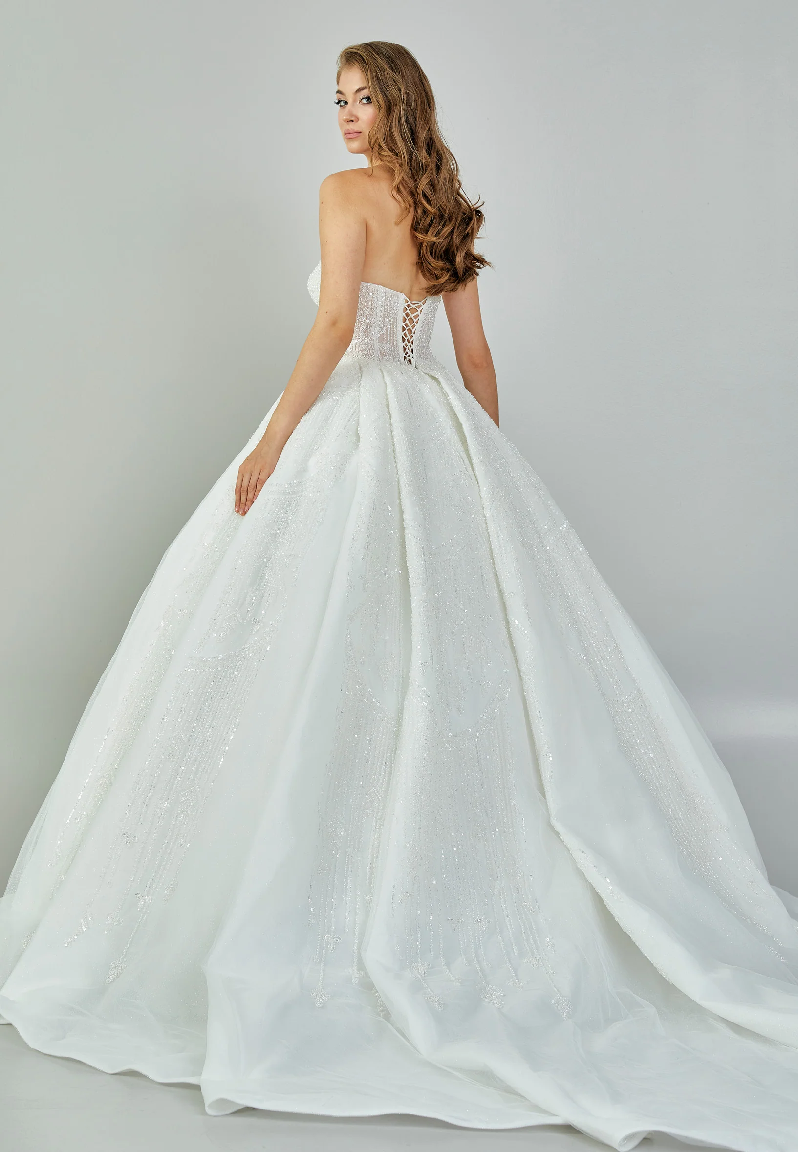 Strapless Maxi Sequin Regular Wedding Dress abb23058 - Image 5