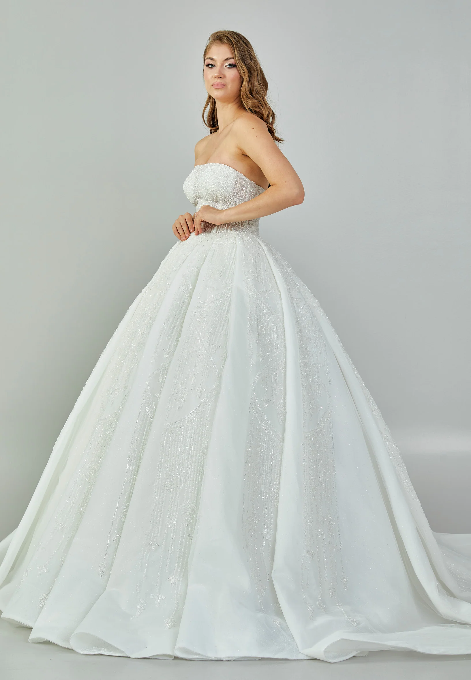 Strapless Maxi Sequin Regular Wedding Dress abb23058 - Image 6