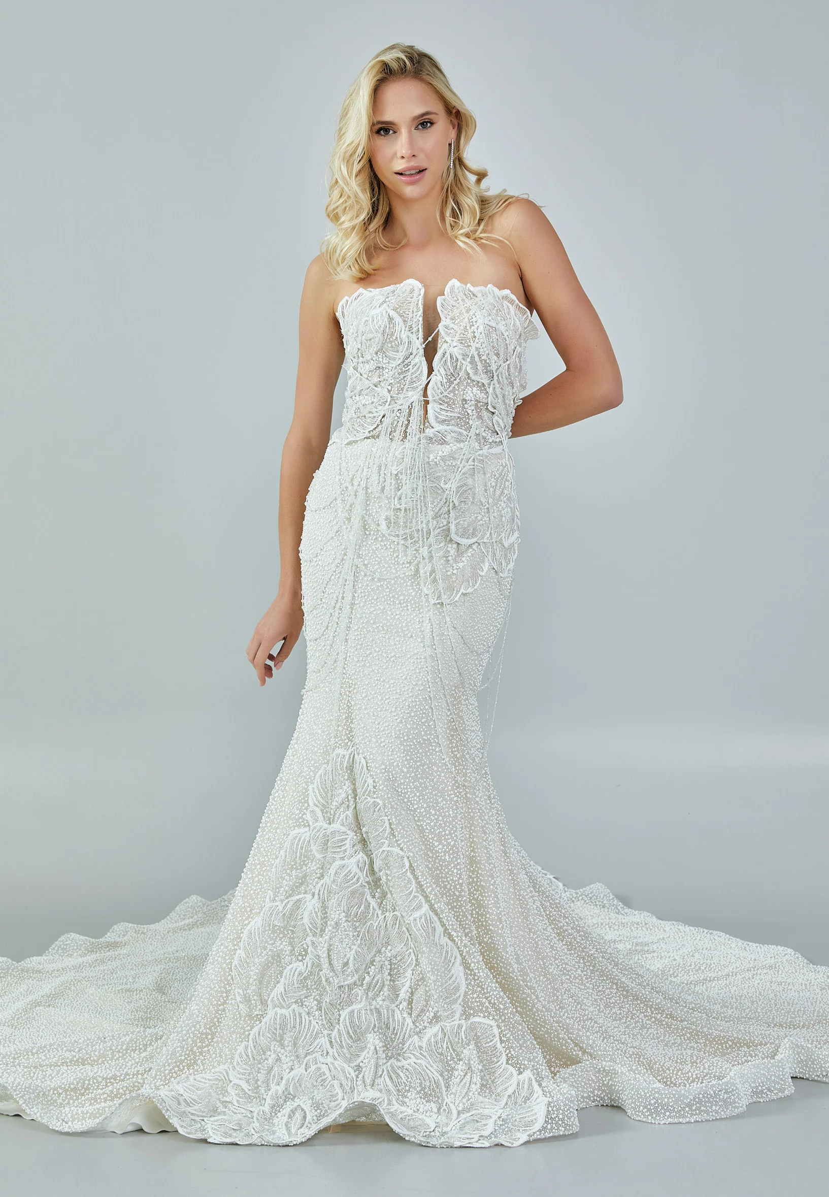 Strapless Maxi Sequin Regular Wedding Dress bnc8102