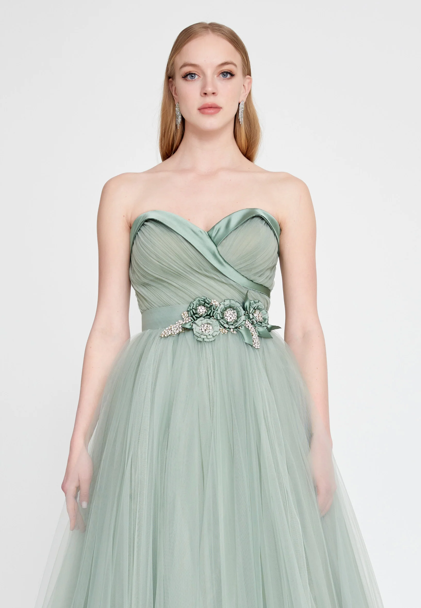 Strapless Maxi Tulle A - Line Plus Size Prom Dress prl715 - Image 13