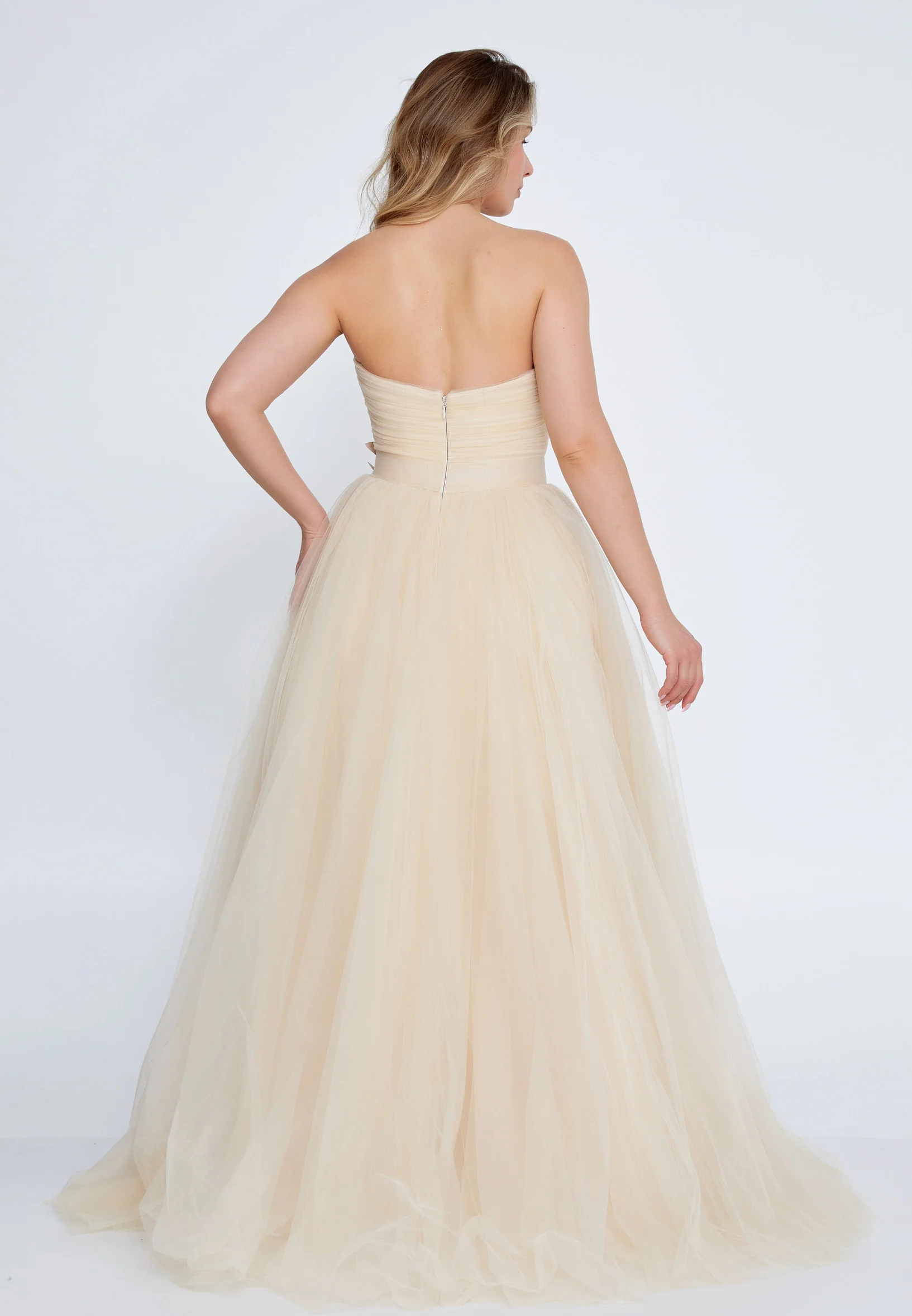 Strapless Maxi Tulle A - Line Plus Size Prom Dress prl715 - Image 6