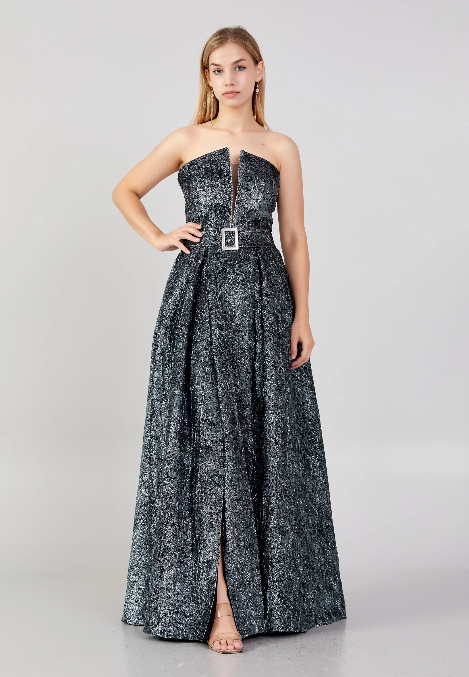 Strapless Maxi Tulle A - Line Plus Size Prom Dress ses2562-1