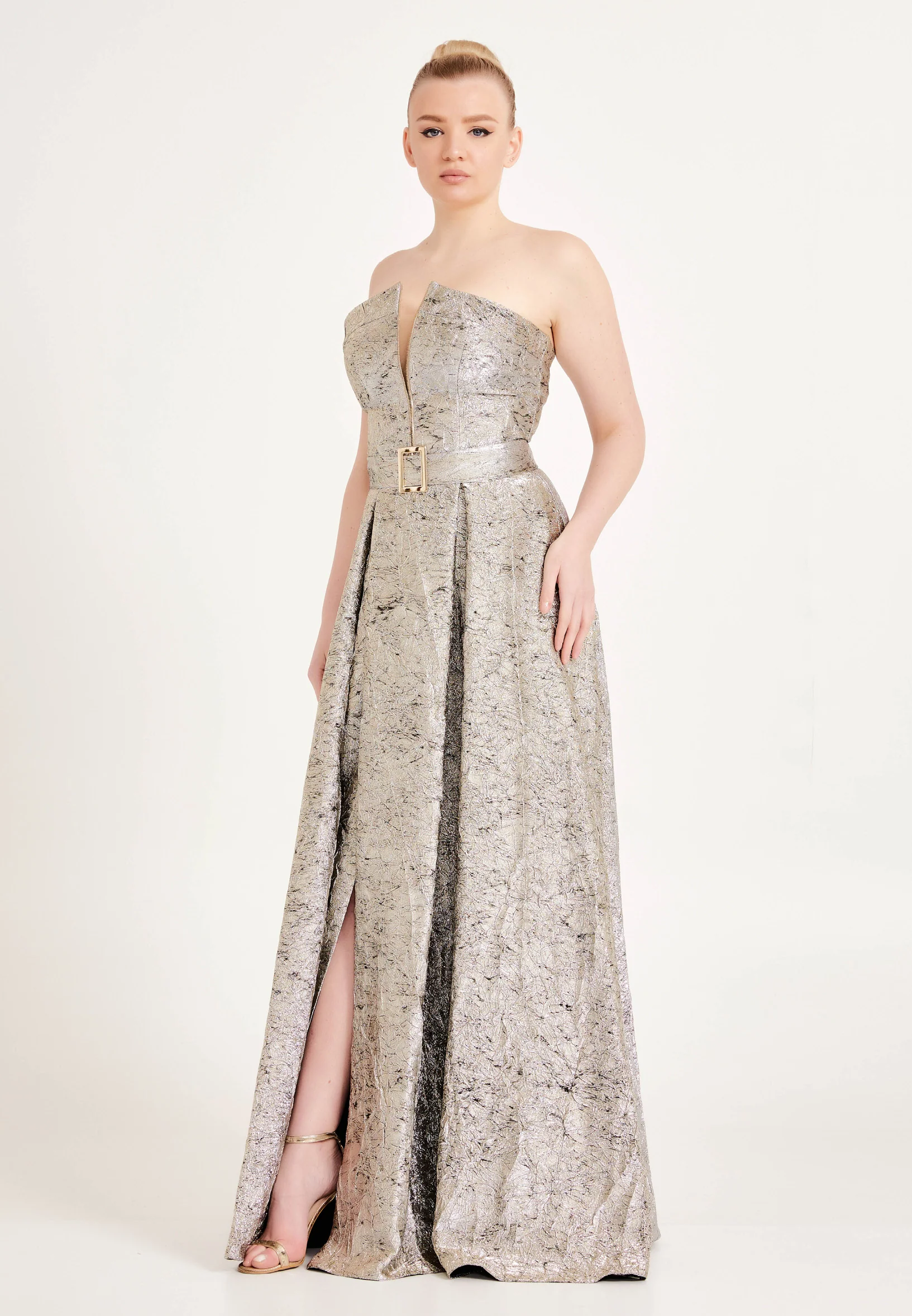 Strapless Maxi Tulle A - Line Plus Size Prom Dress ses2562-1 - Image 11