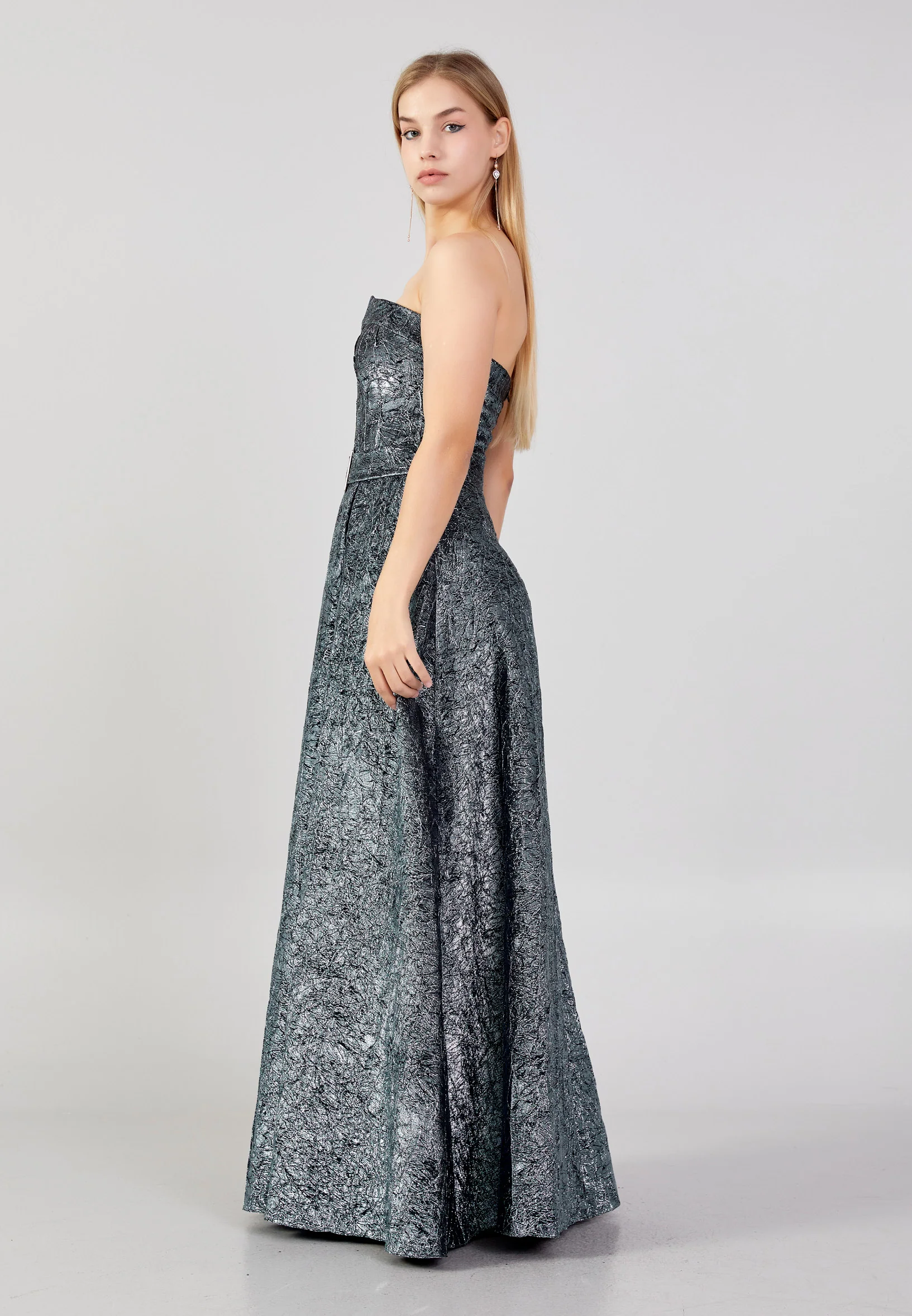 Strapless Maxi Tulle A - Line Plus Size Prom Dress ses2562-1 - Image 3