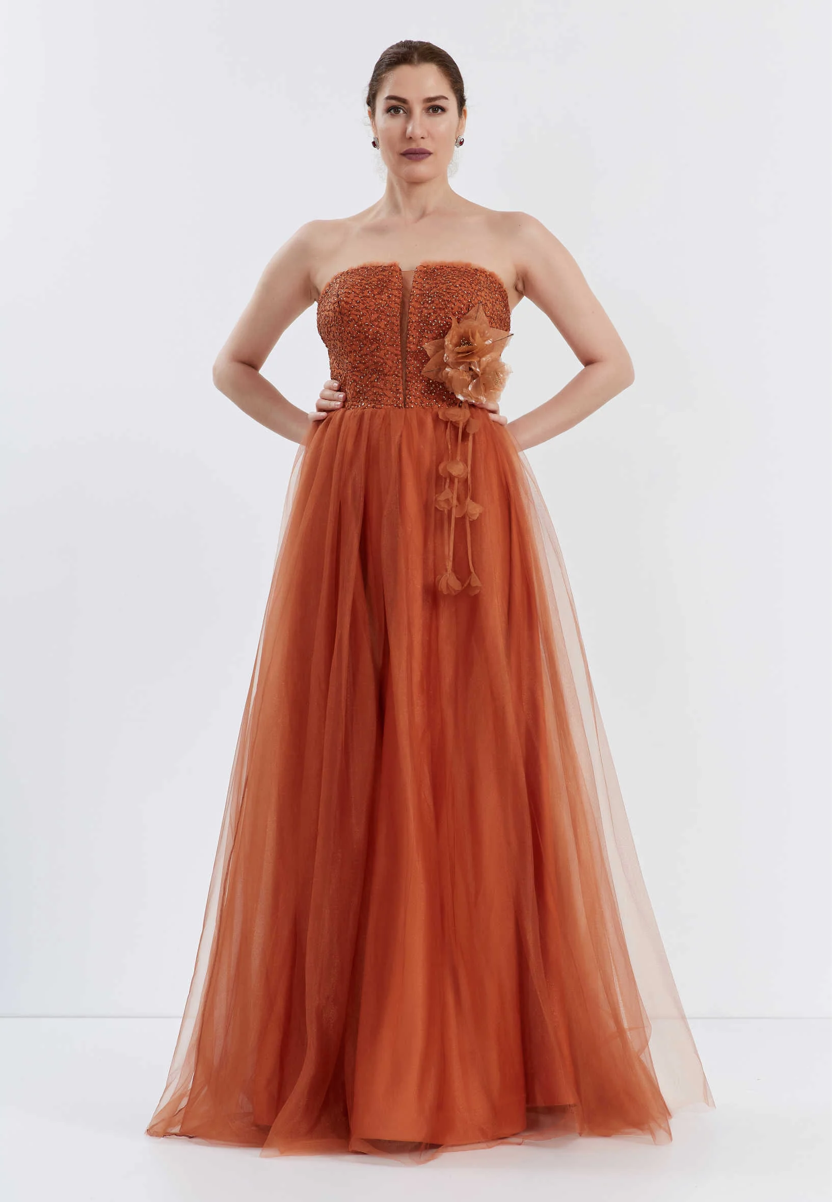 Strapless Maxi Tulle A - Line Regular Prom Dress brq1216