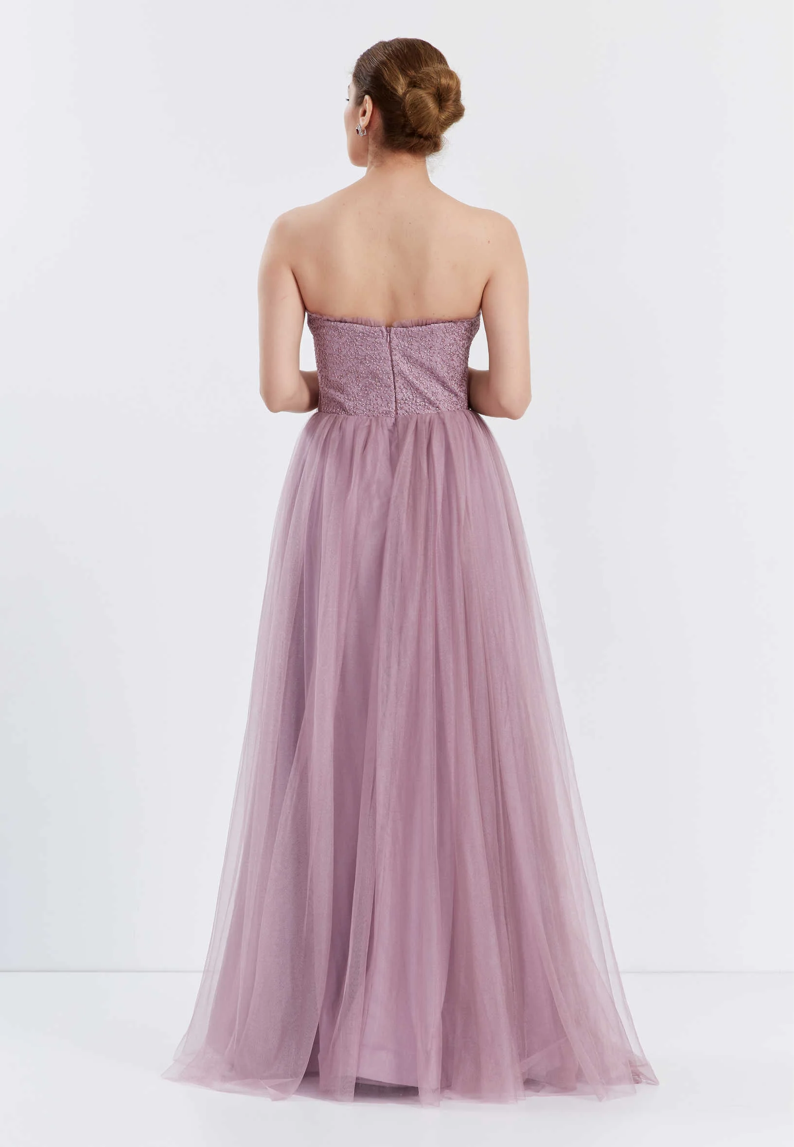 Strapless Maxi Tulle A - Line Regular Prom Dress brq1216 - Image 10