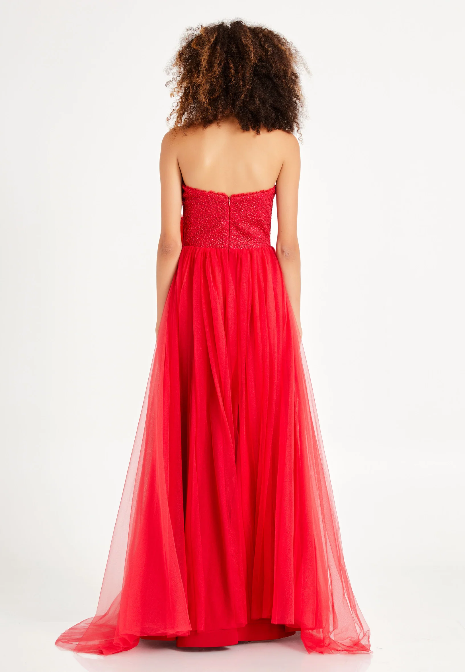 Strapless Maxi Tulle A - Line Regular Prom Dress brq1216 - Image 14