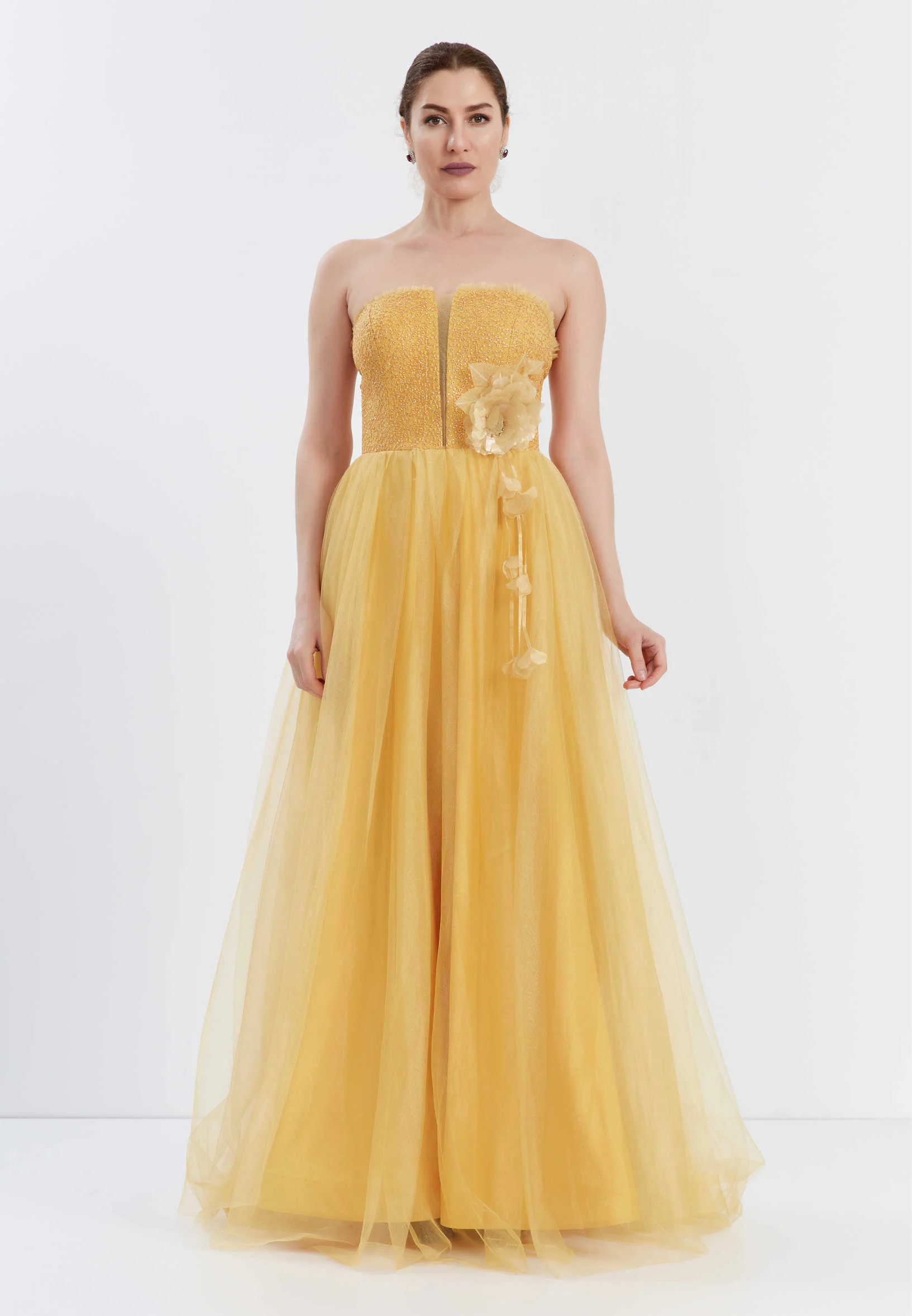 Strapless Maxi Tulle A - Line Regular Prom Dress brq1216 - Image 17