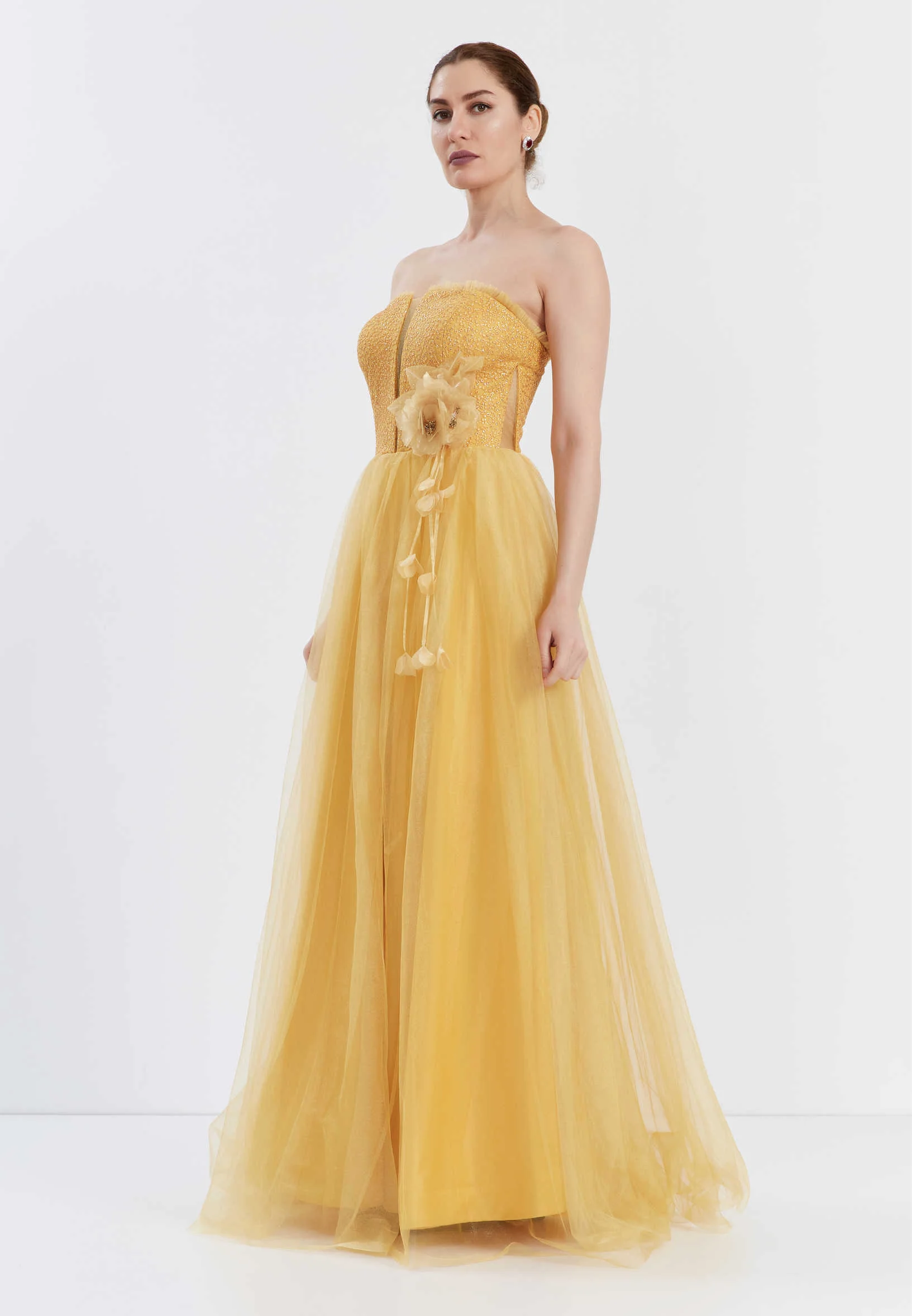 Strapless Maxi Tulle A - Line Regular Prom Dress brq1216 - Image 19