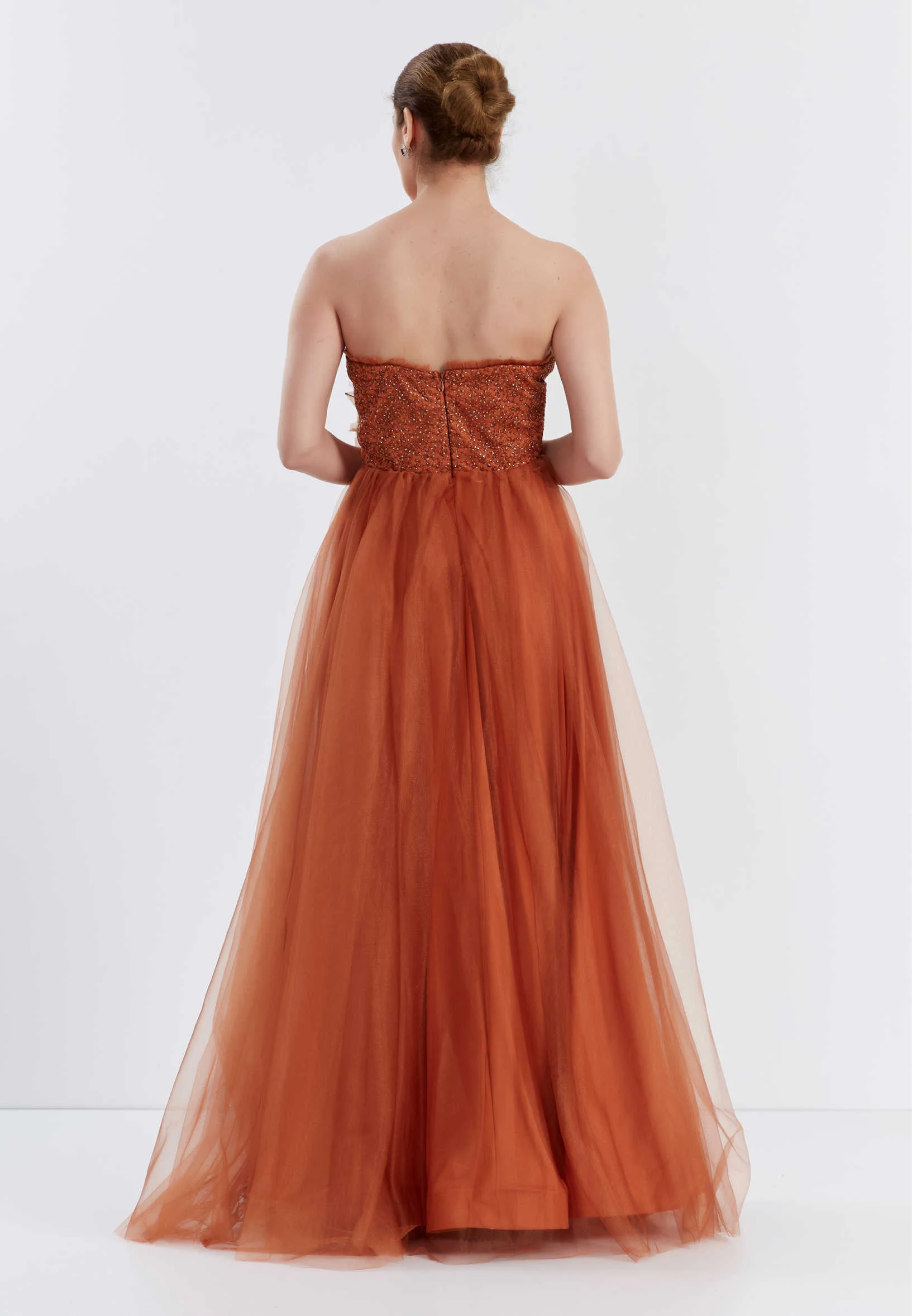 Strapless Maxi Tulle A - Line Regular Prom Dress brq1216 - Image 2