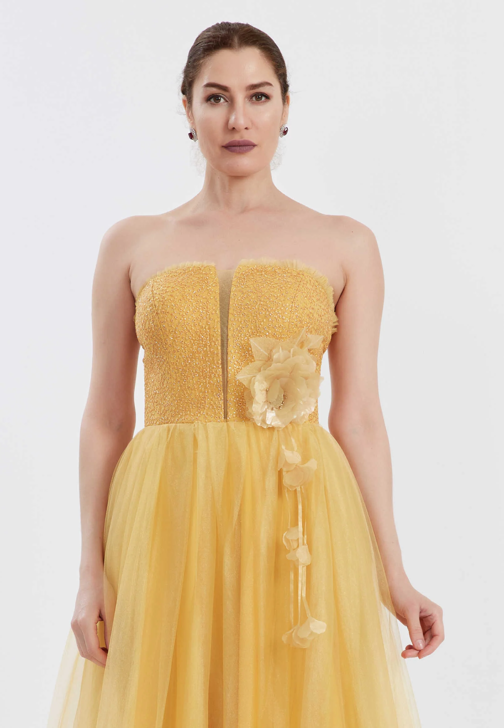 Strapless Maxi Tulle A - Line Regular Prom Dress brq1216 - Image 20