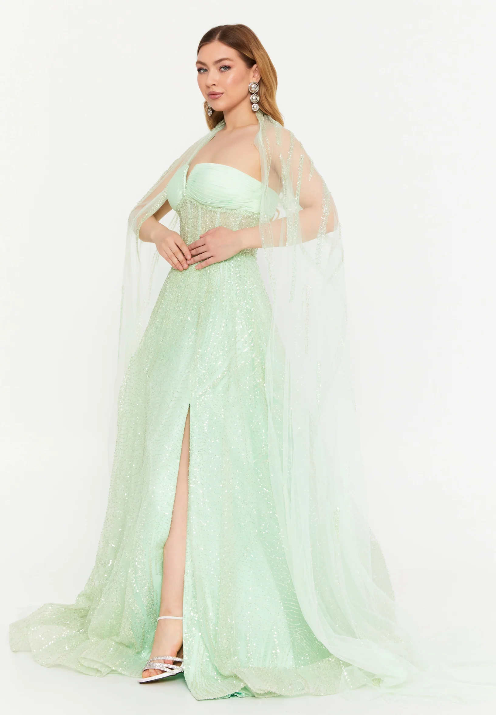 Strapless Maxi Tulle A - Line Regular Prom Dress mtc1093 - Image 3