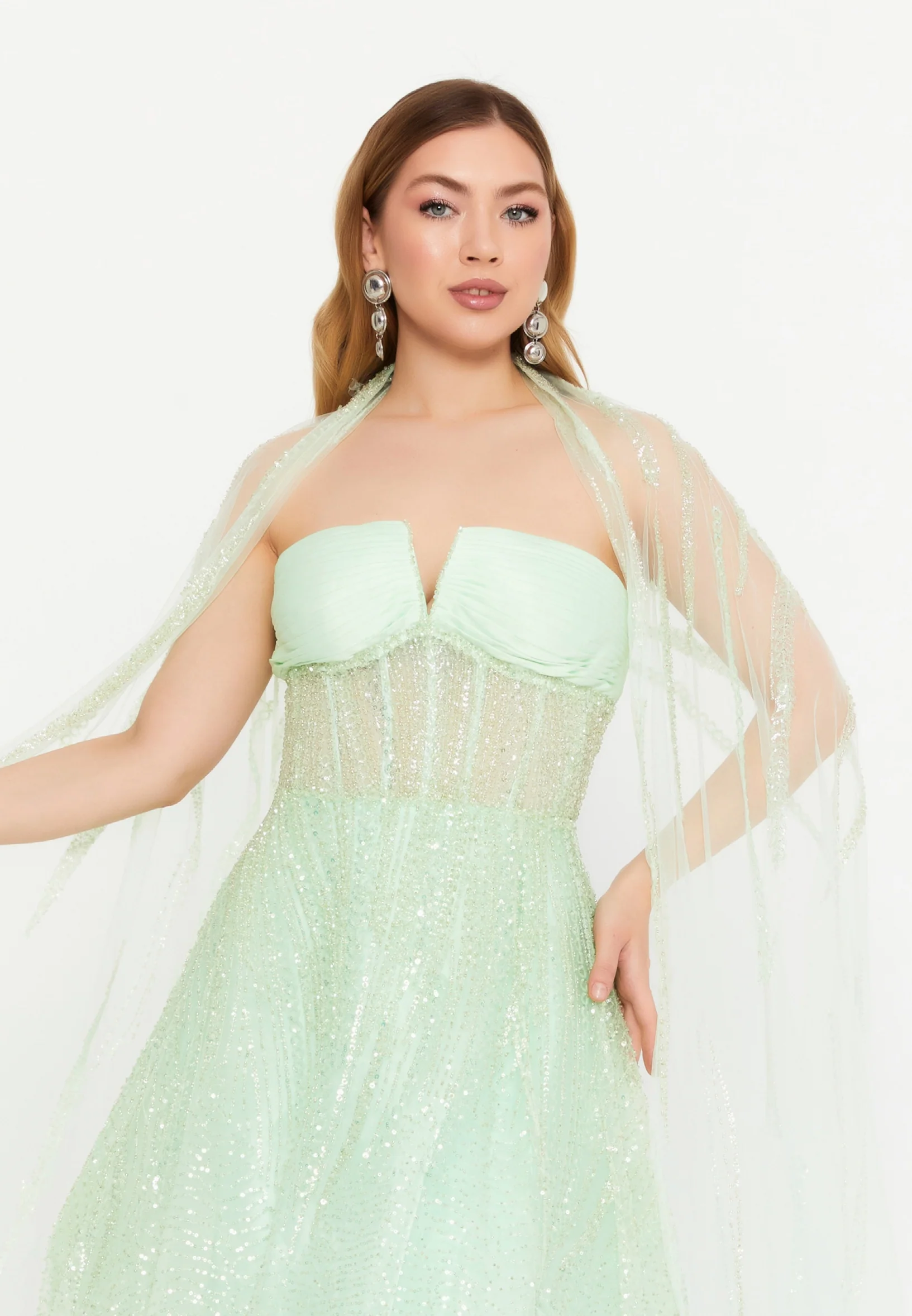 Strapless Maxi Tulle A - Line Regular Prom Dress mtc1093 - Image 4