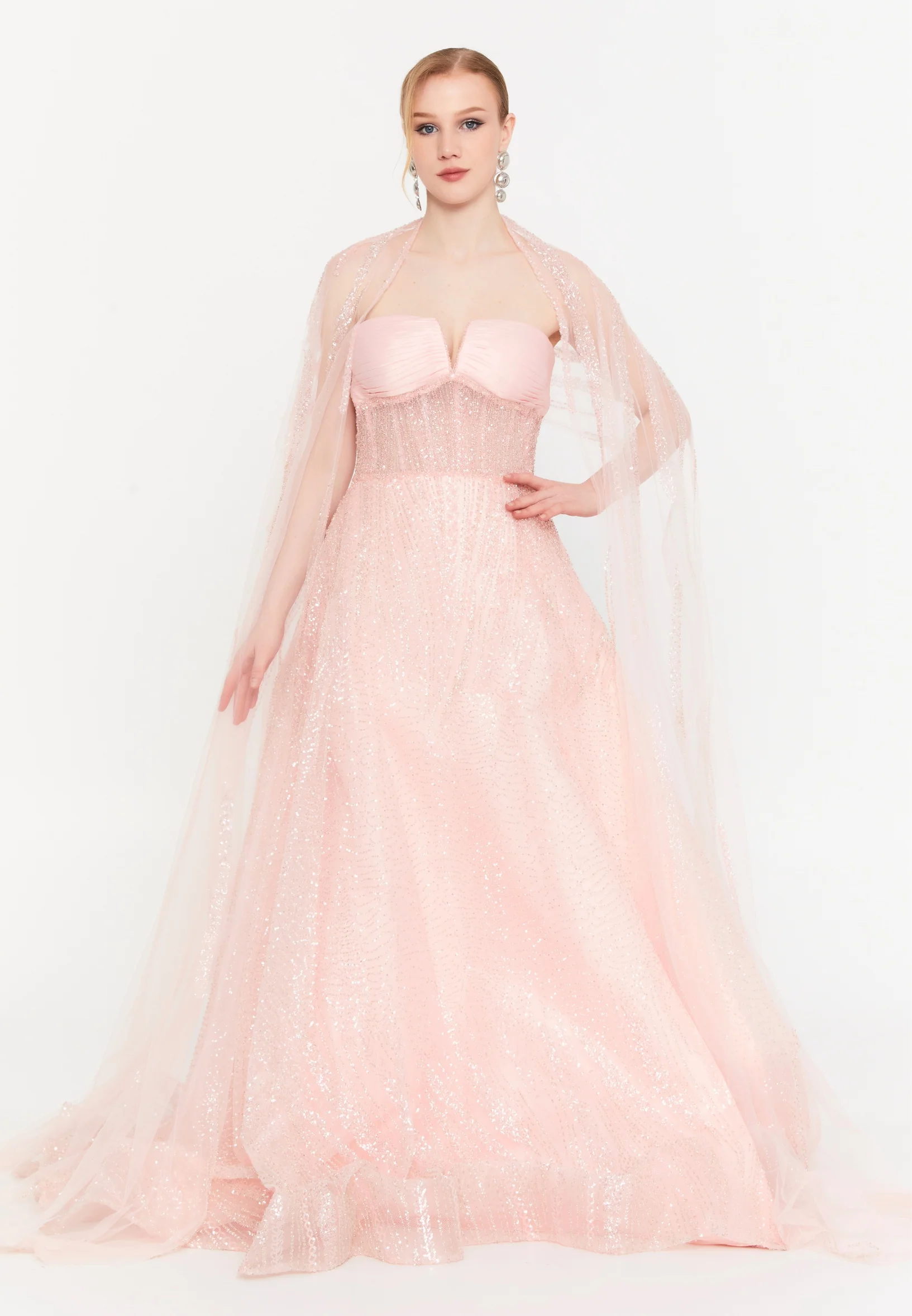 Strapless Maxi Tulle A - Line Regular Prom Dress mtc1093 - Image 6