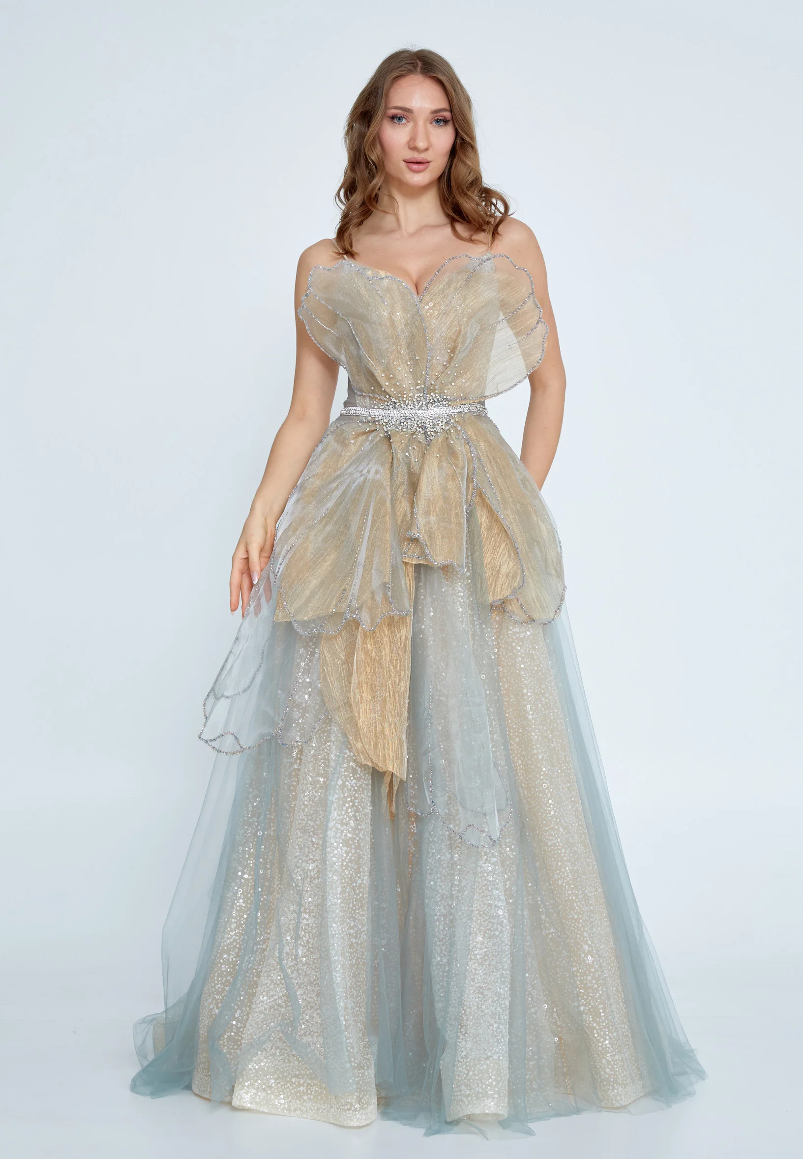 Strapless Maxi Tulle A - Line Regular Prom Dress mti04-08