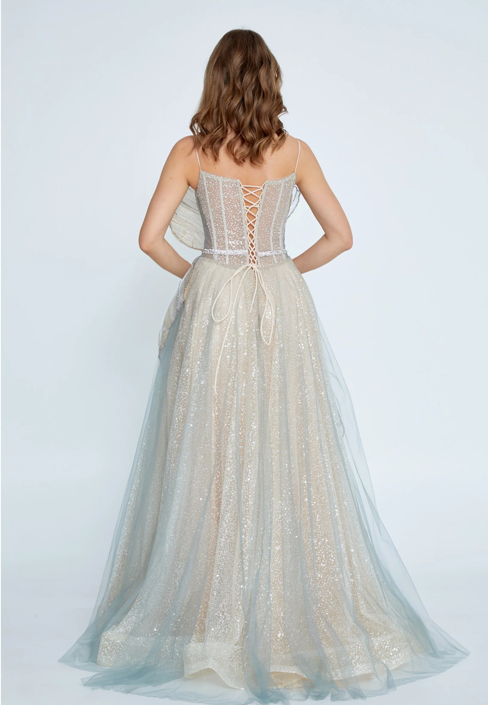 Strapless Maxi Tulle A - Line Regular Prom Dress mti04-08 - Image 2