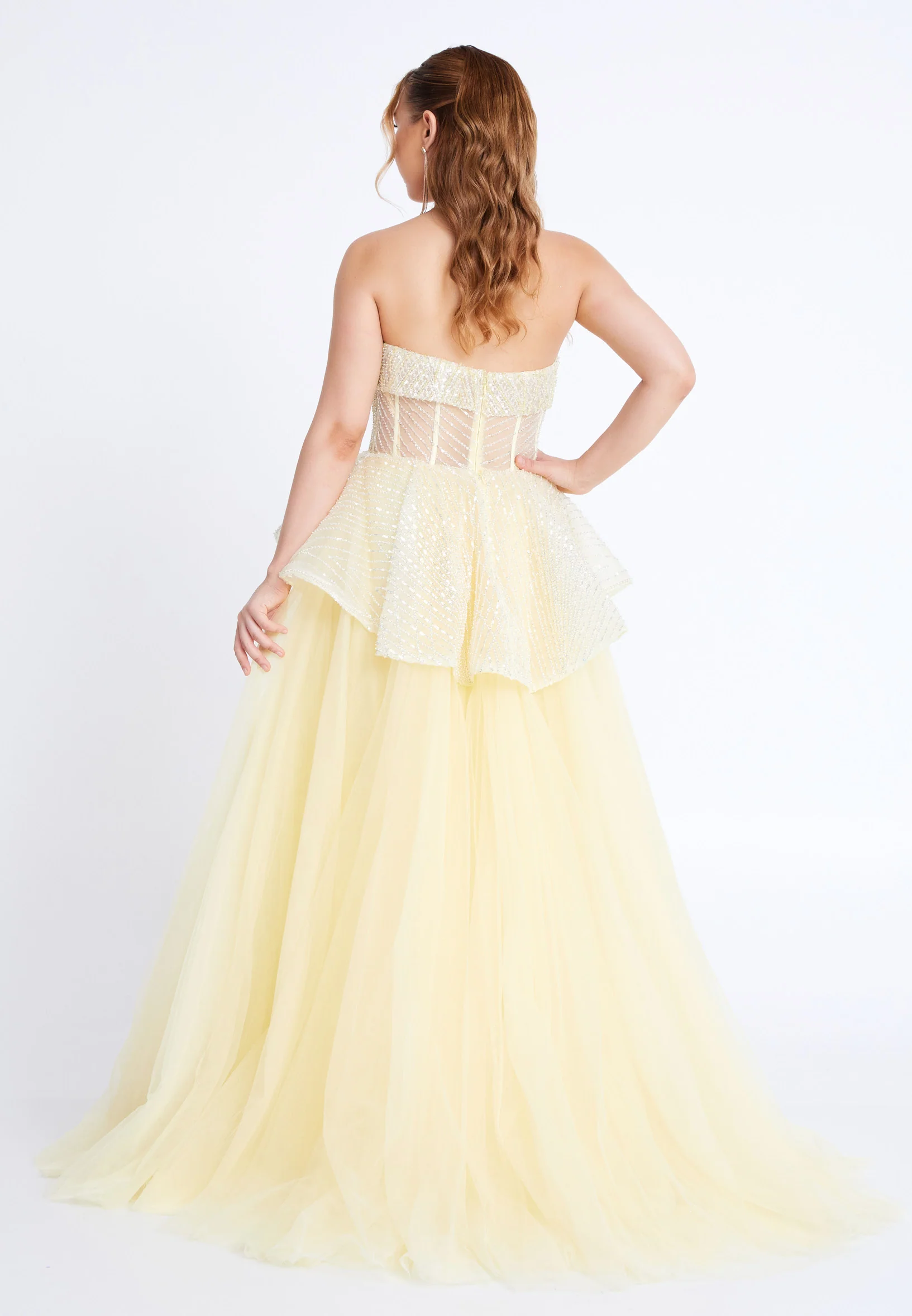 Strapless Maxi Tulle A - Line Regular Prom Dress mti1050 - Image 6