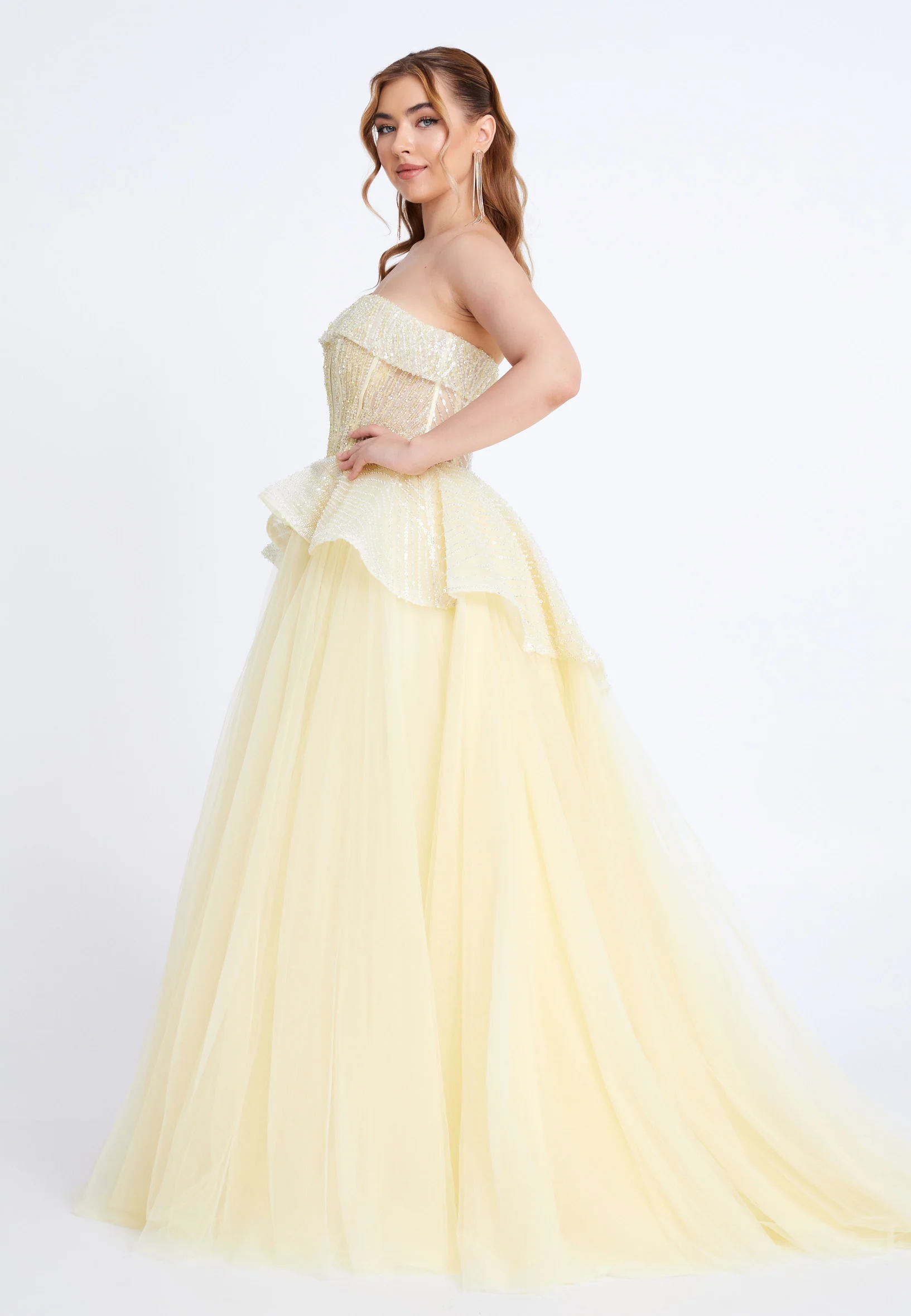 Strapless Maxi Tulle A - Line Regular Prom Dress mti1050 - Image 7